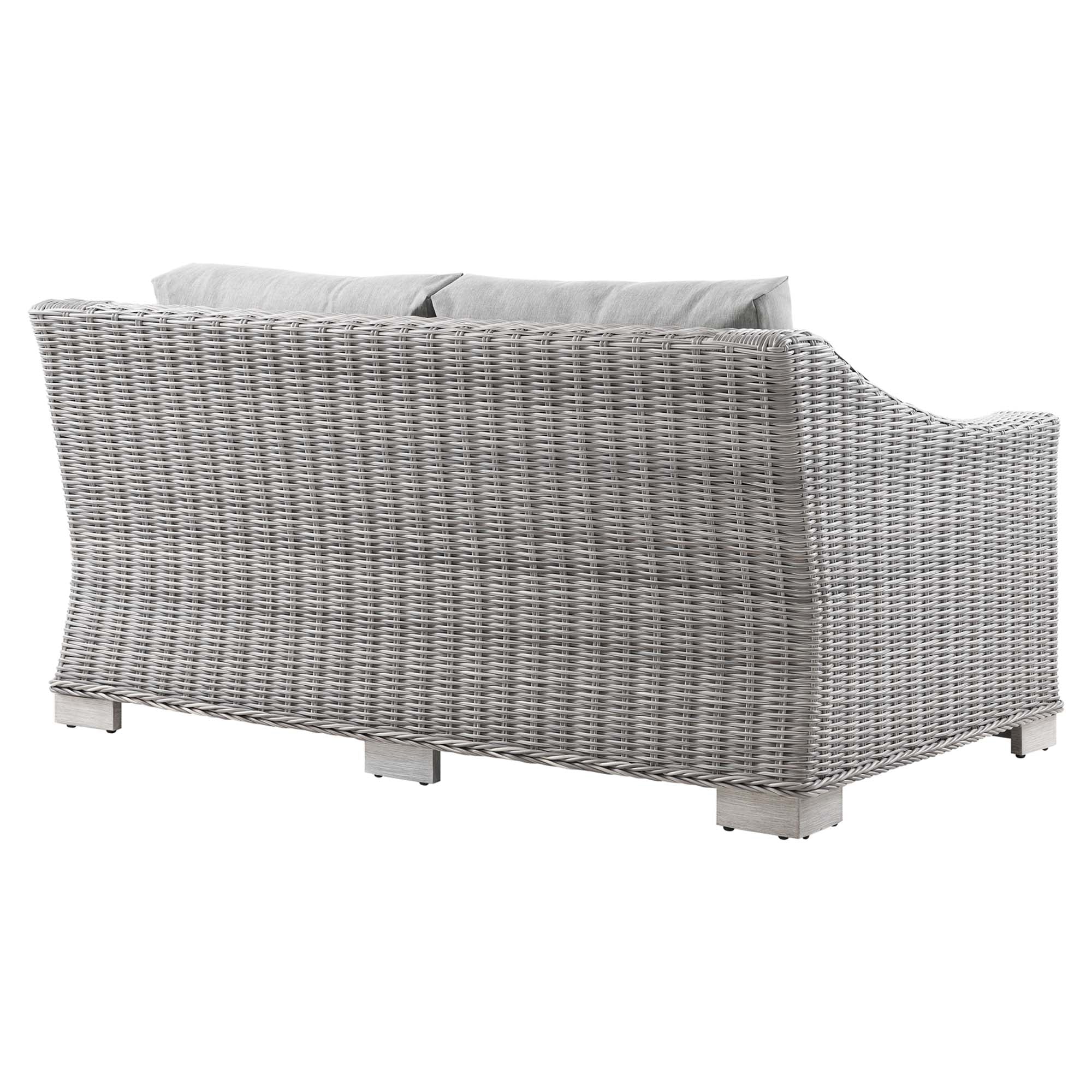 Conway Outdoor Patio Wicker Rattan Loveseat - Light Gray Navy