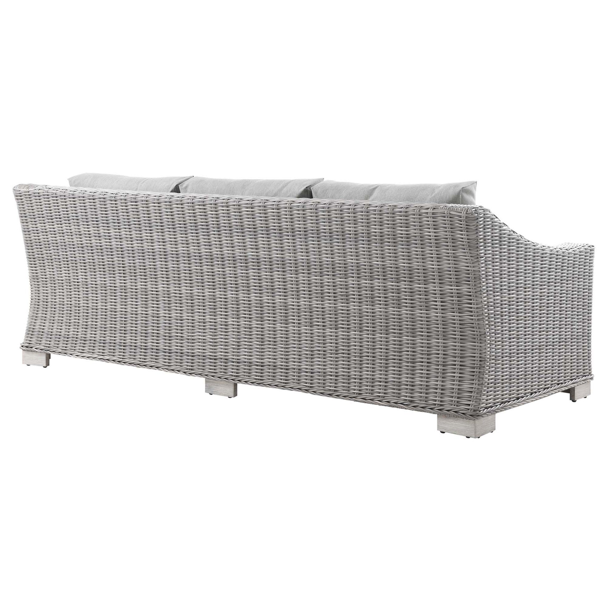 Conway Outdoor Patio Wicker Rattan Sofa - Light Gray Navy