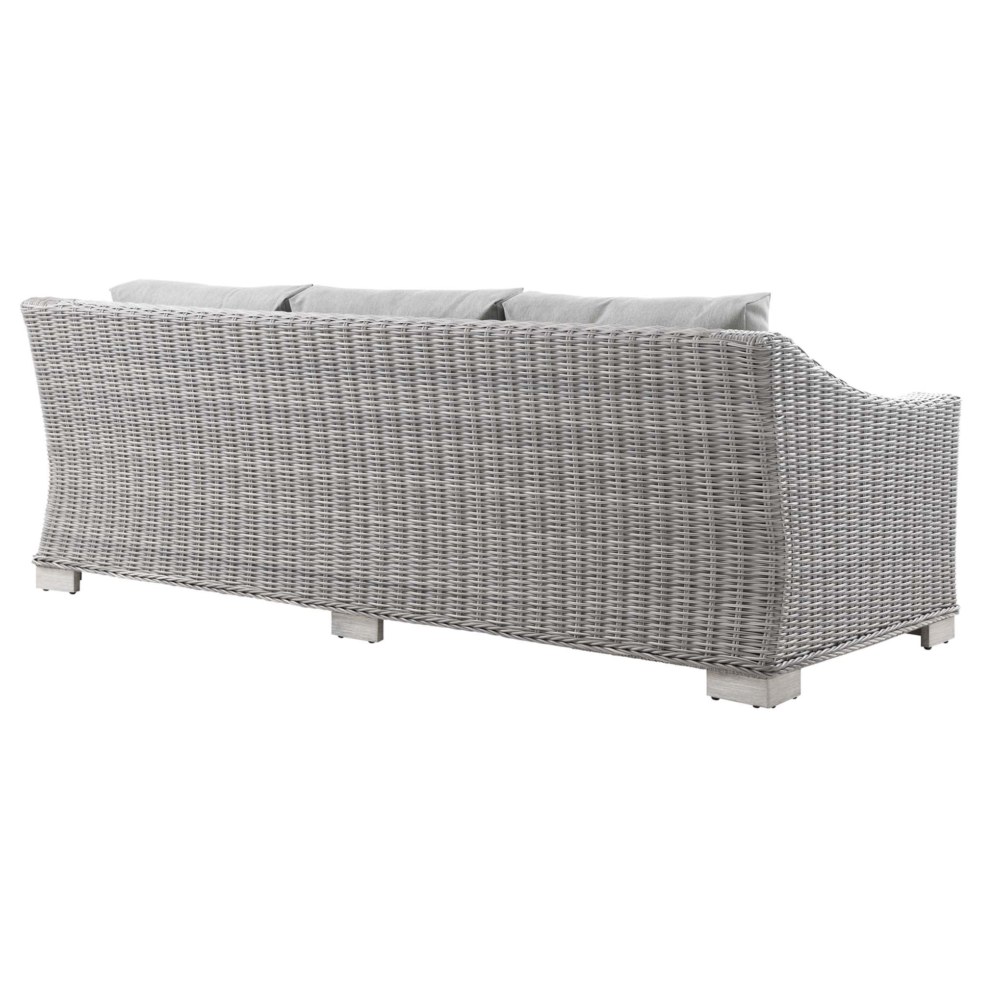Conway Outdoor Patio Wicker Rattan Sofa - Light Gray Navy