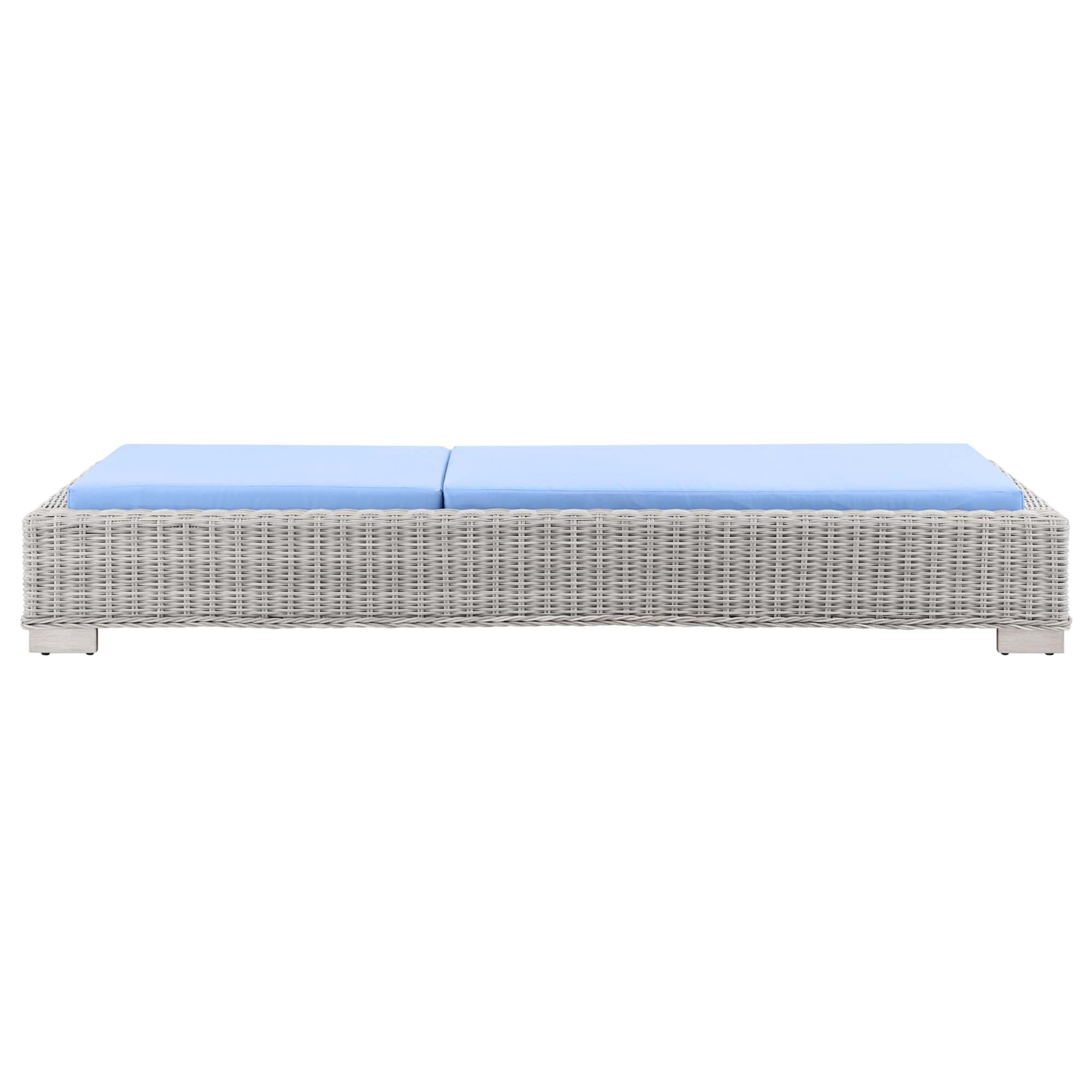 Conway Outdoor Wicker Rattan Chaise Lounge - Light Gray Navy