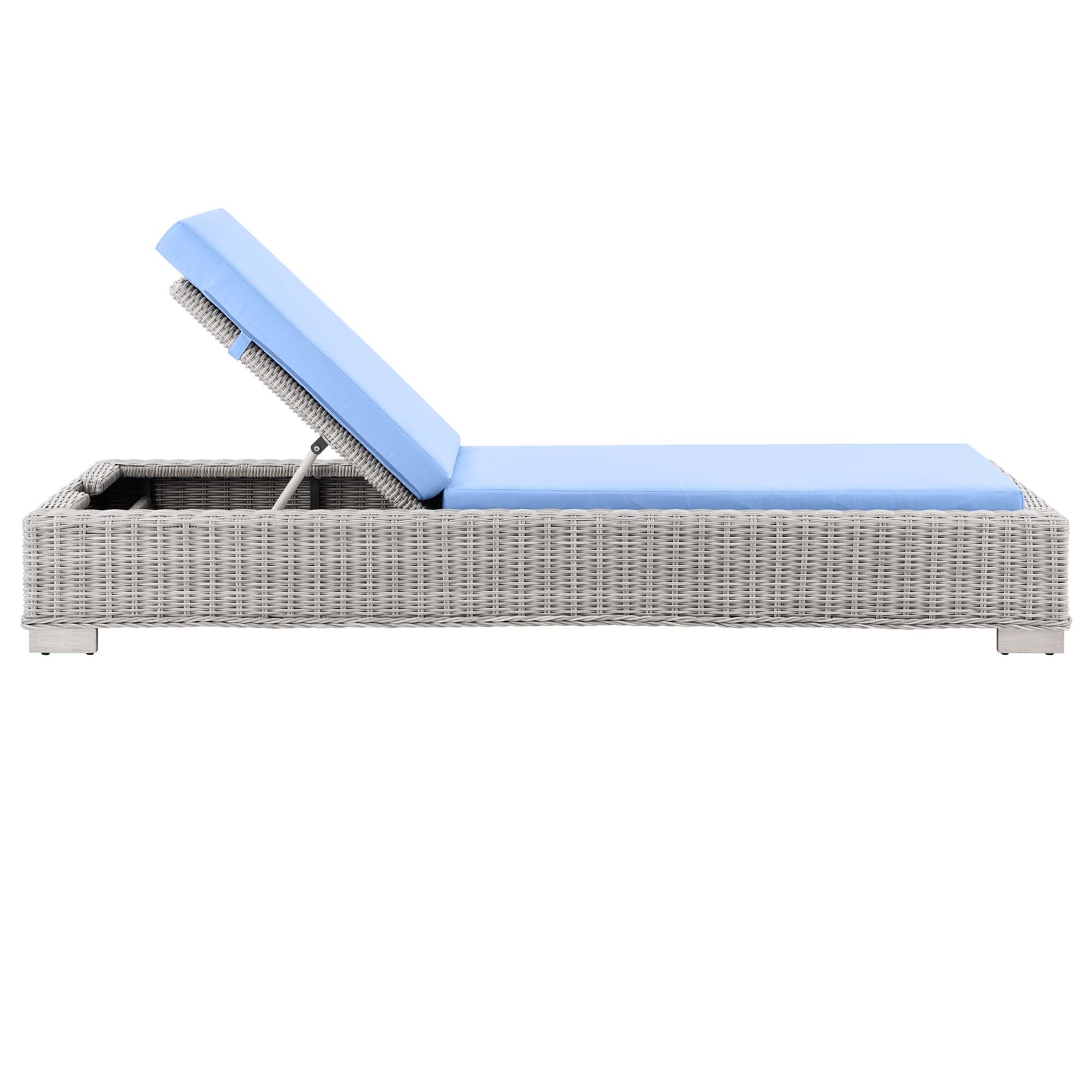 Conway Outdoor Wicker Rattan Chaise Lounge - Light Gray White