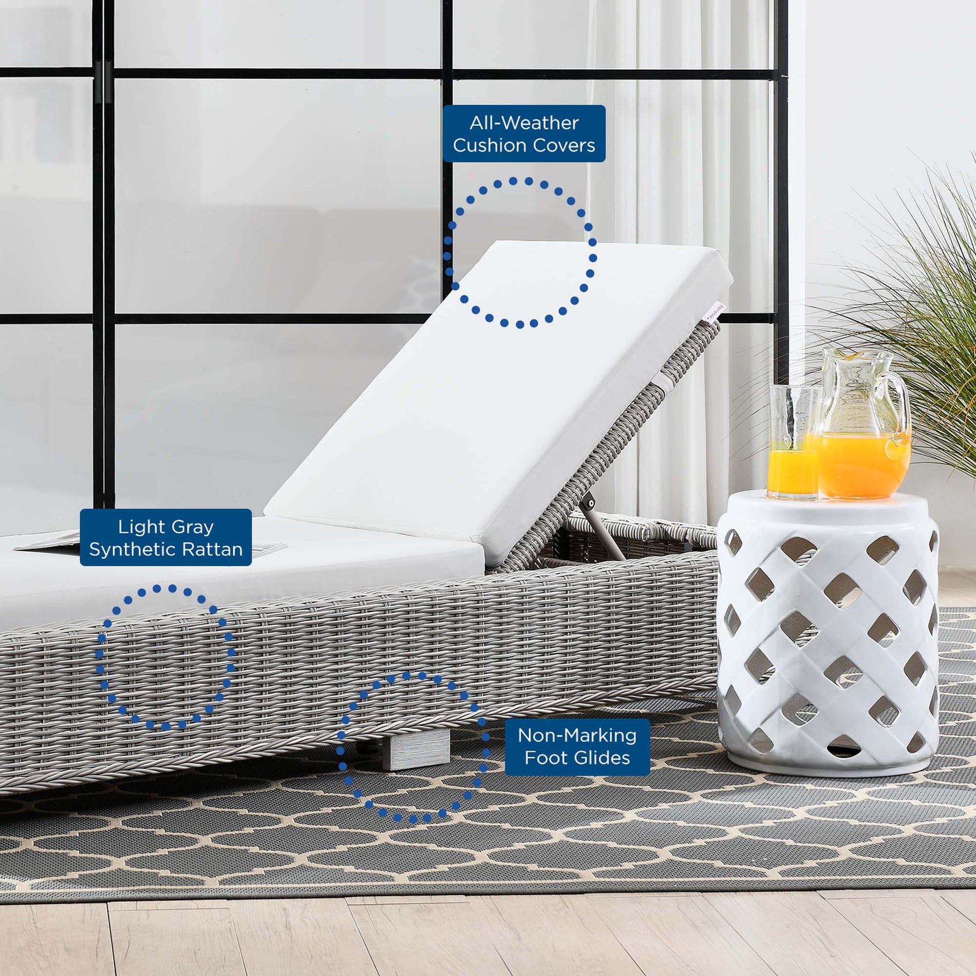 Conway Outdoor Wicker Rattan Chaise Lounge