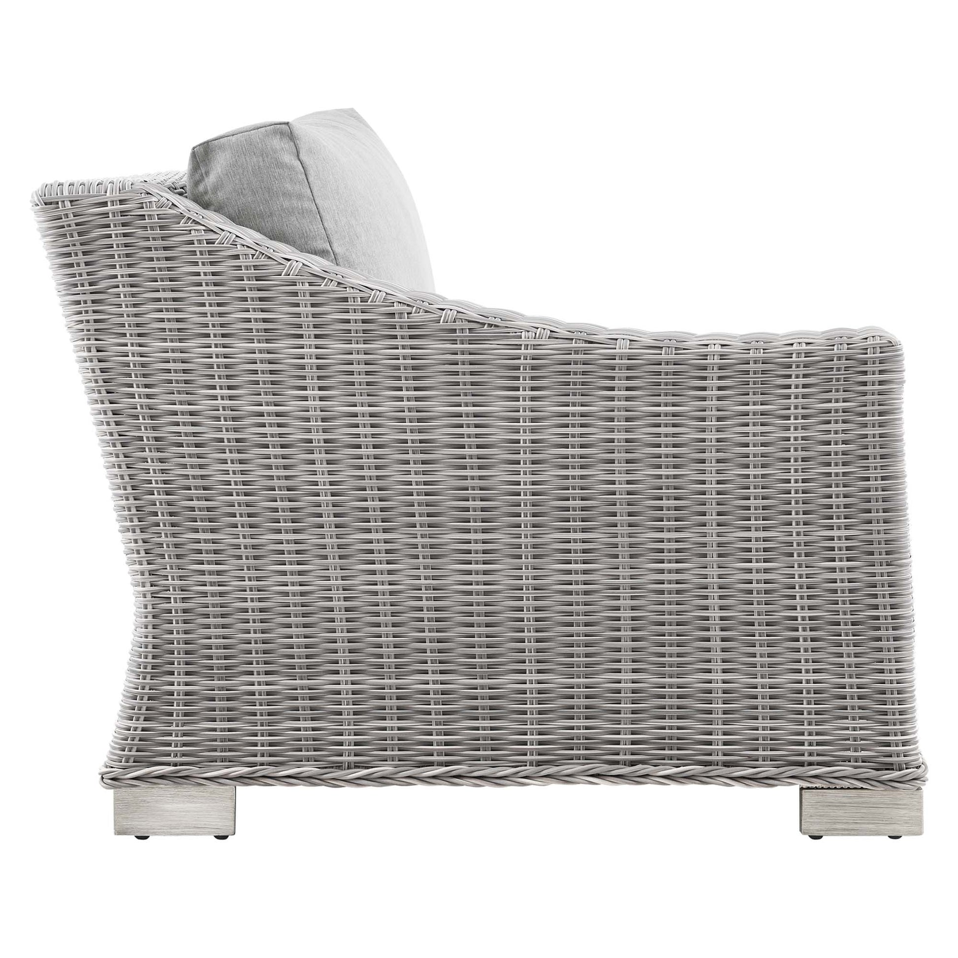 Conway Outdoor Patio Wicker Rattan Left-Arm Chair - Light Gray Light Blue