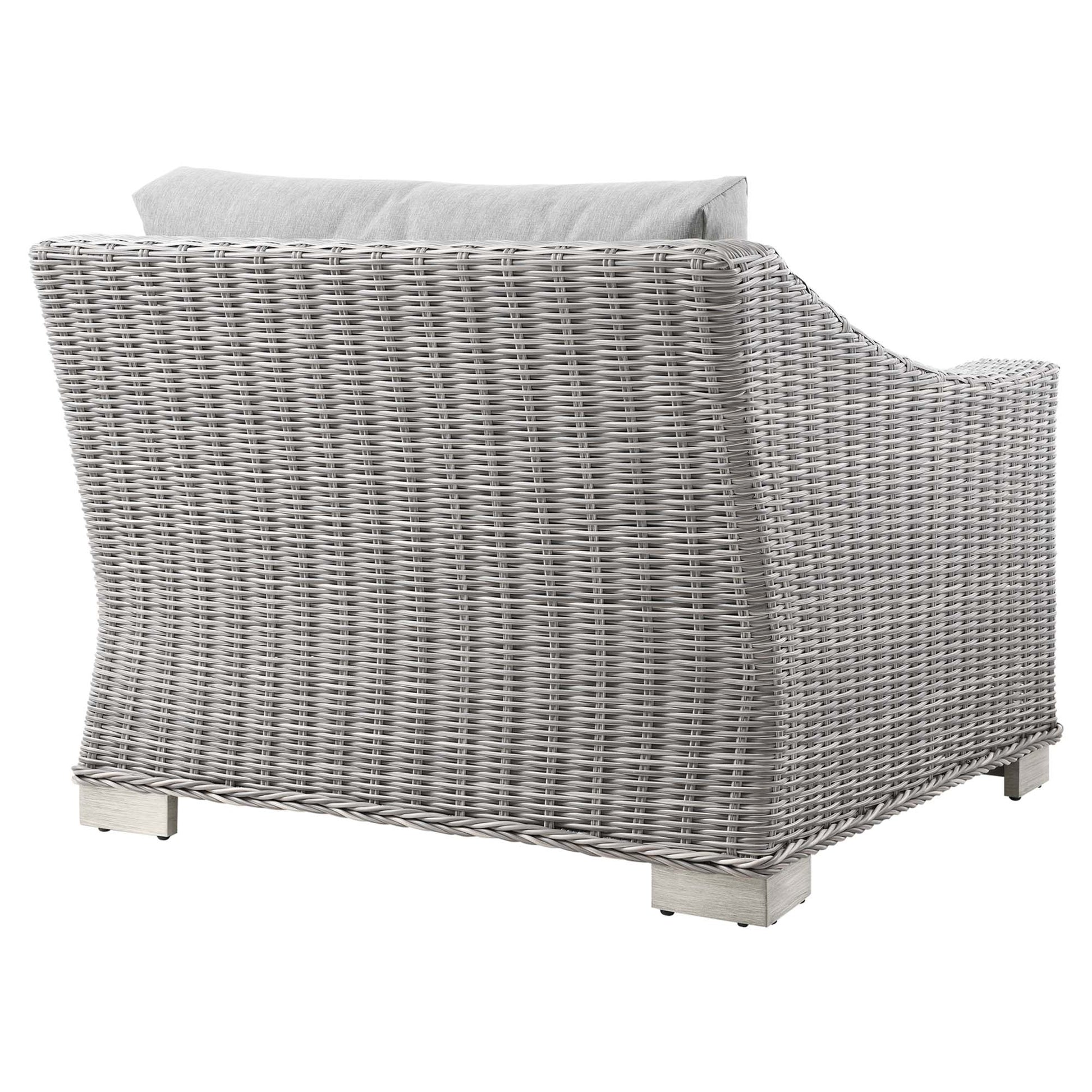 Conway Outdoor Patio Wicker Rattan Left-Arm Chair - Light Gray Navy