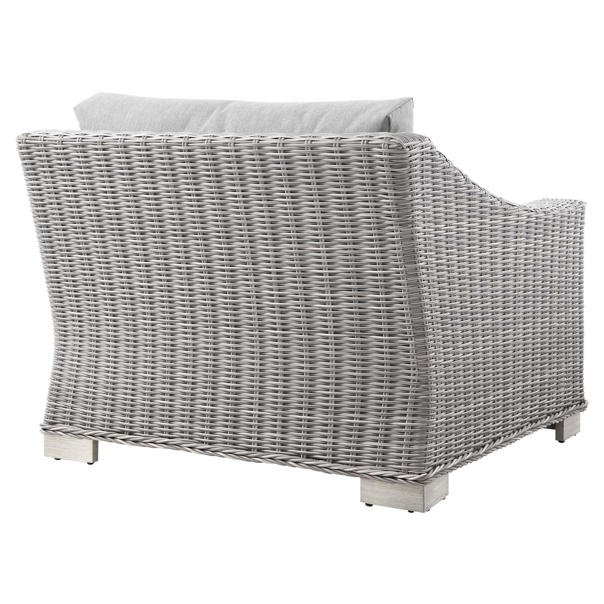 Conway Outdoor Patio Wicker Rattan Left-Arm Chair - Light Gray Navy