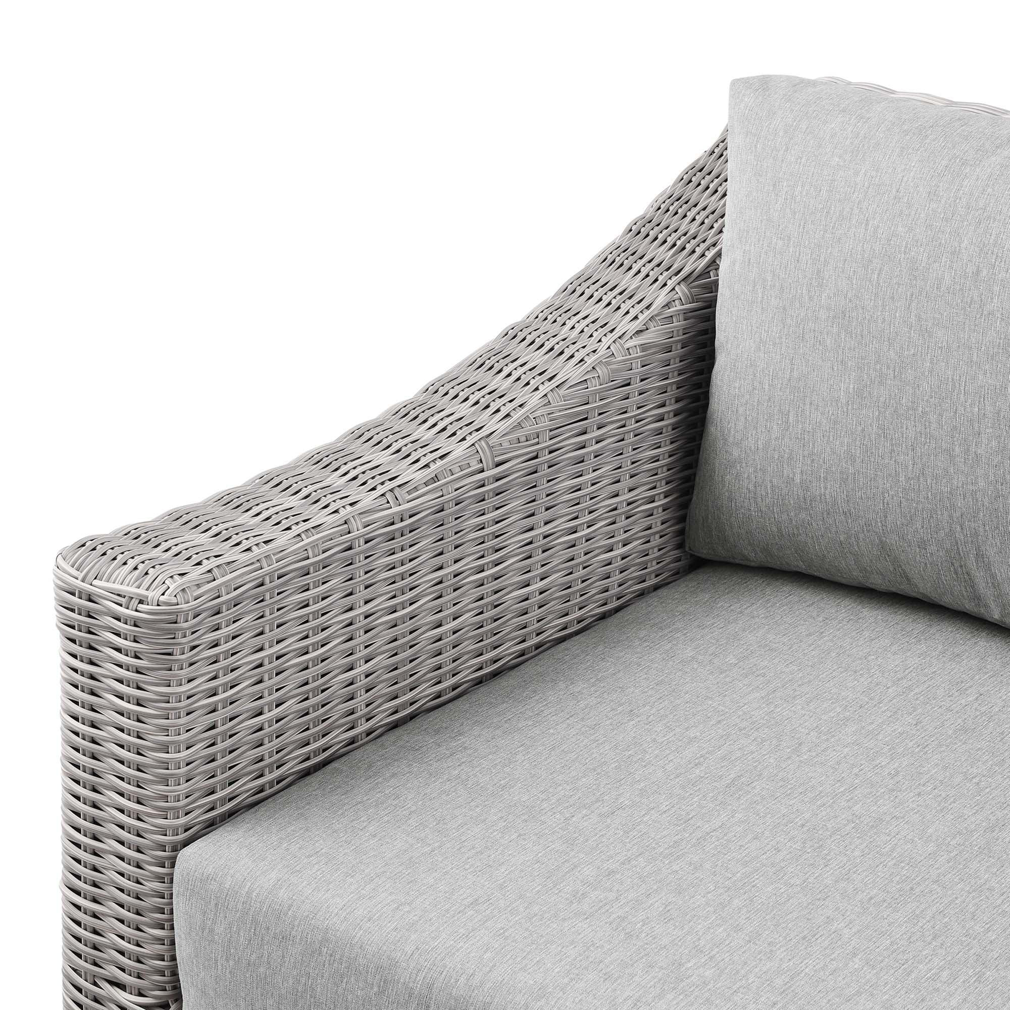Conway Outdoor Patio Wicker Rattan Left-Arm Chair - Light Gray White