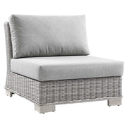 Conway Outdoor Patio Wicker Rattan Armless Chair - Light Gray Gray