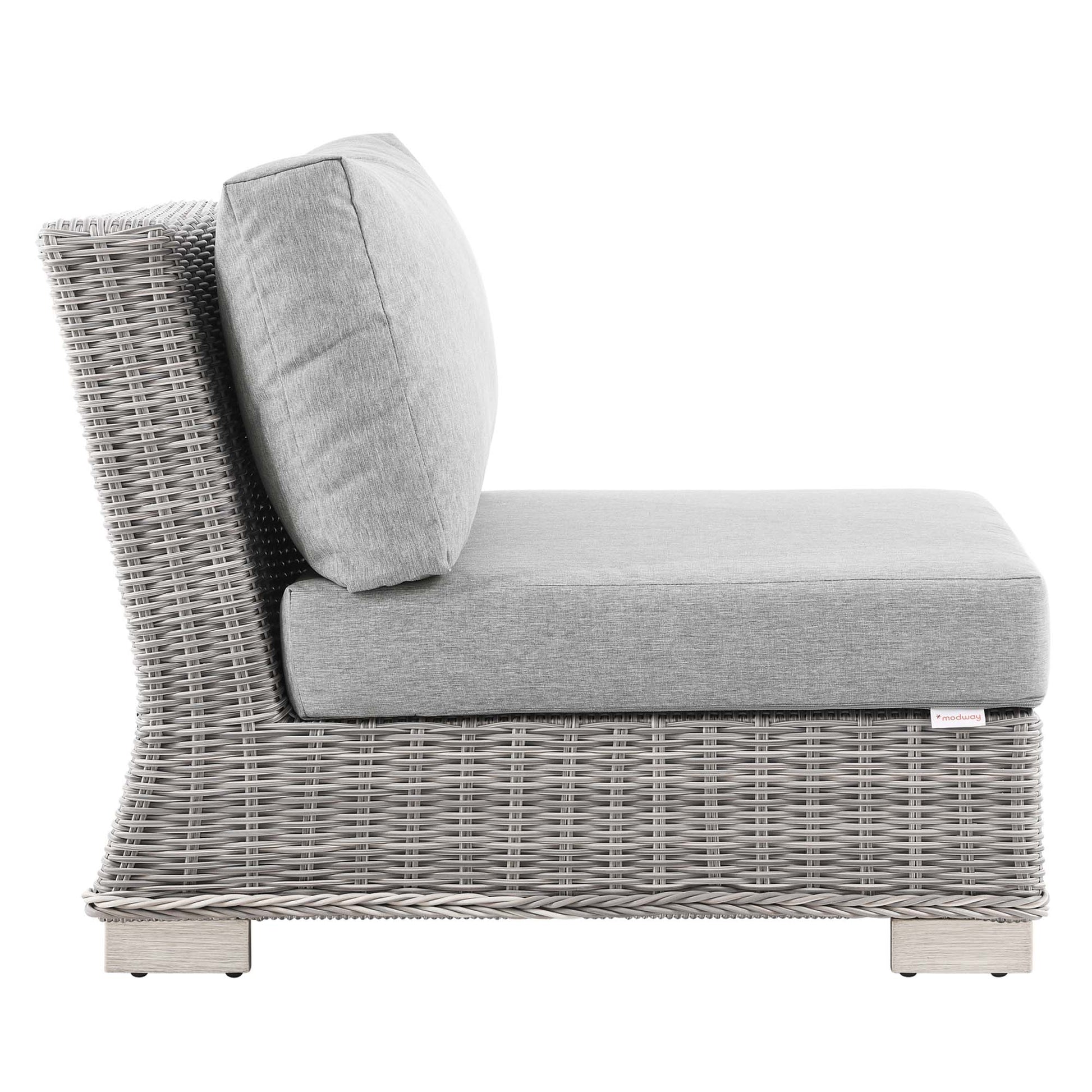Conway Outdoor Patio Wicker Rattan Armless Chair - Light Gray Light Blue