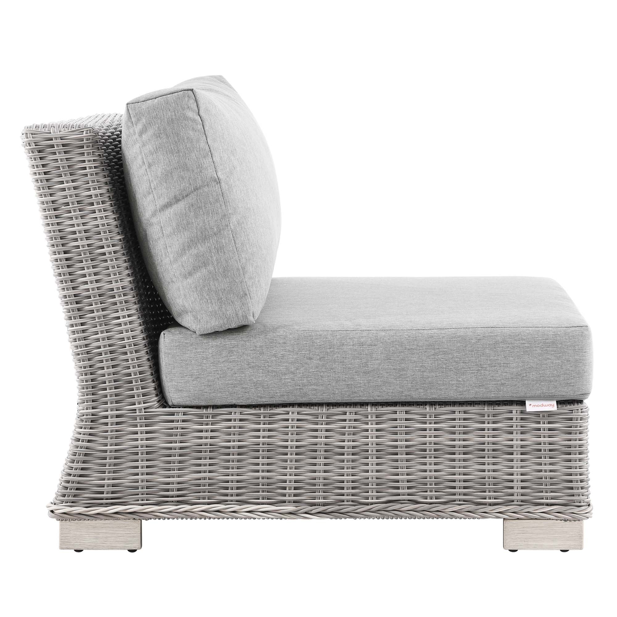 Conway Outdoor Patio Wicker Rattan Armless Chair - Light Gray Light Blue