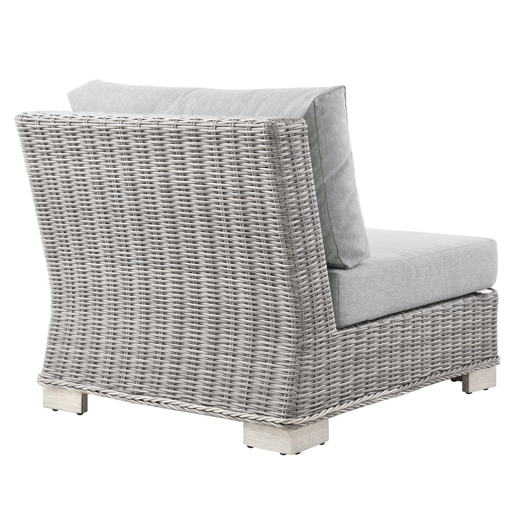 Conway Outdoor Patio Wicker Rattan Armless Chair - Light Gray Navy