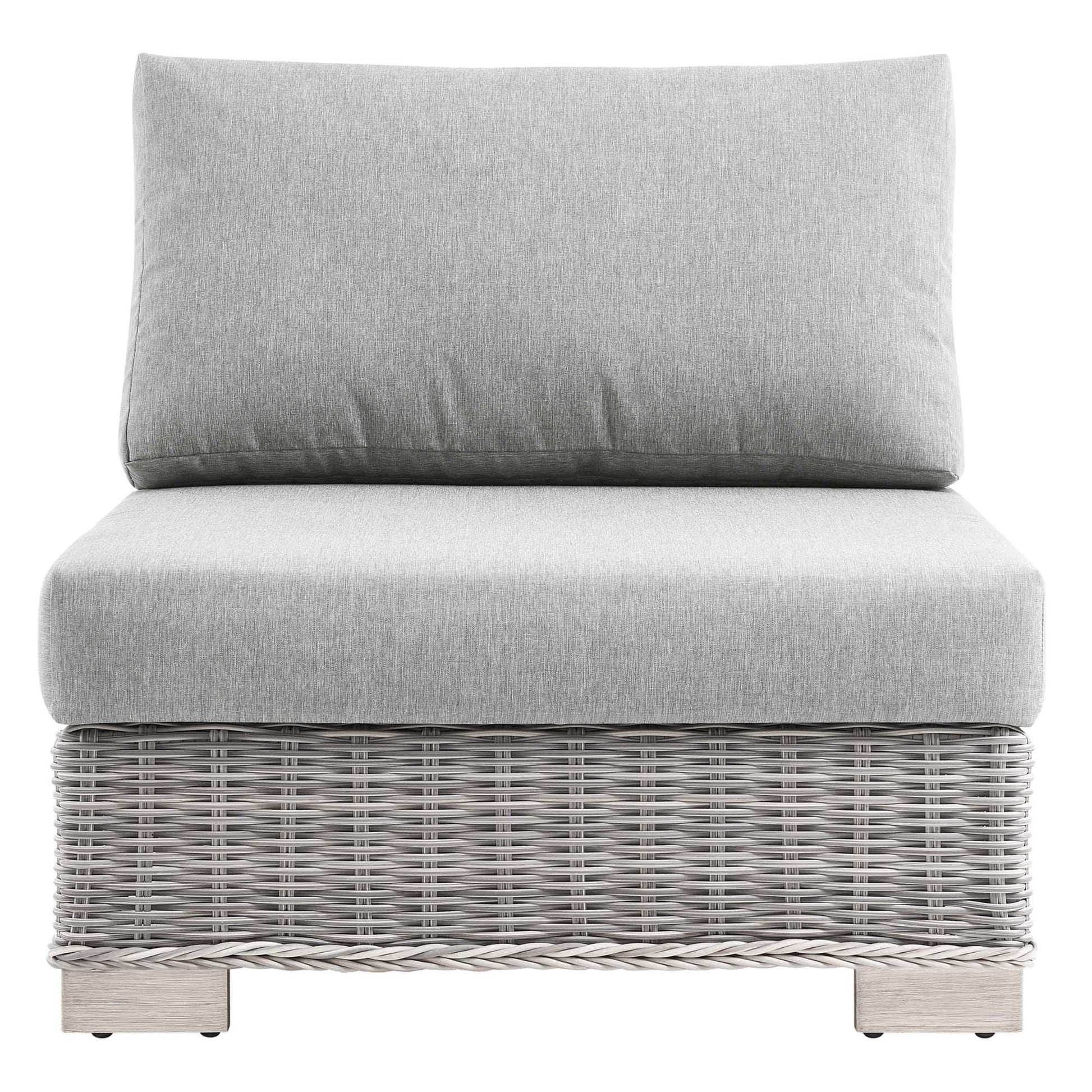 Conway Outdoor Patio Wicker Rattan Armless Chair - Light Gray White