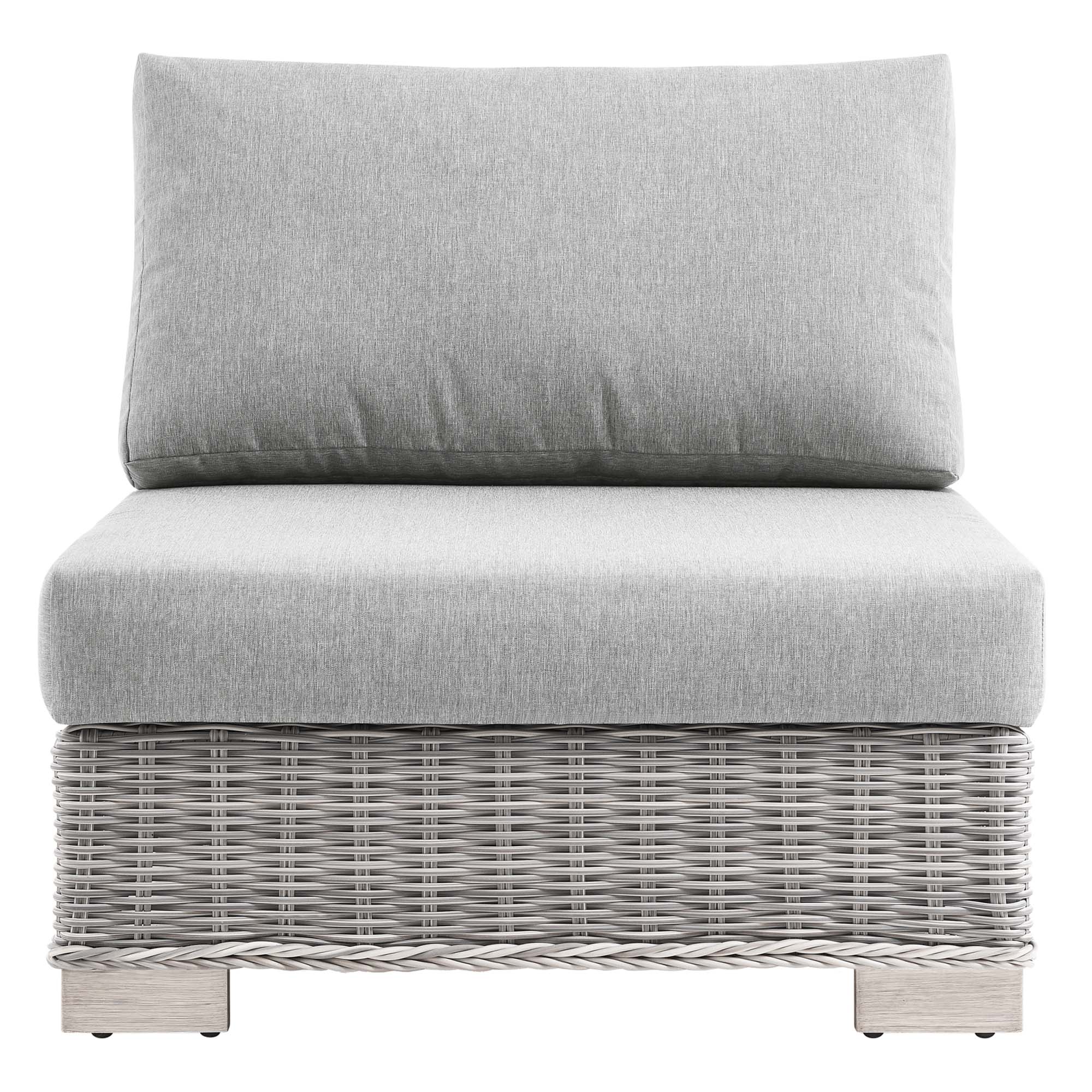Conway Outdoor Patio Wicker Rattan Armless Chair - Light Gray White