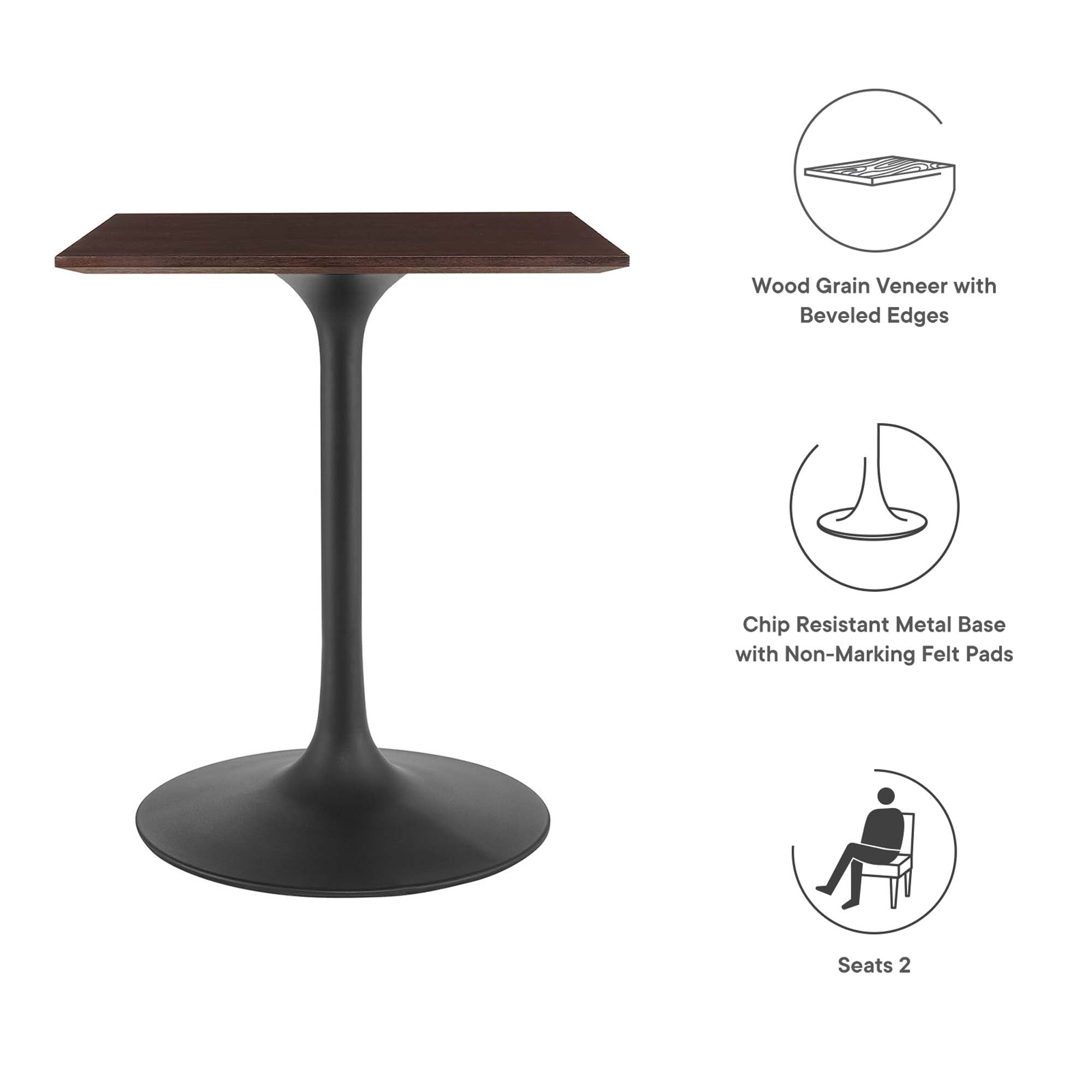 Lippa 24" Square Wood Dining Table - Black Natural
