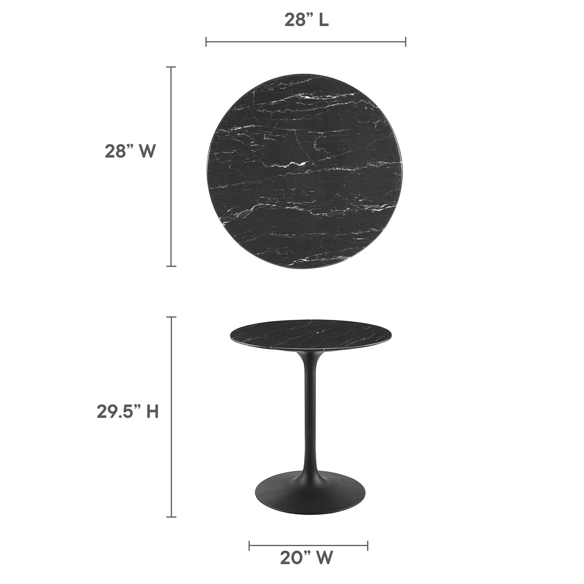 Lippa 28" Round Faux Marble Dining Table