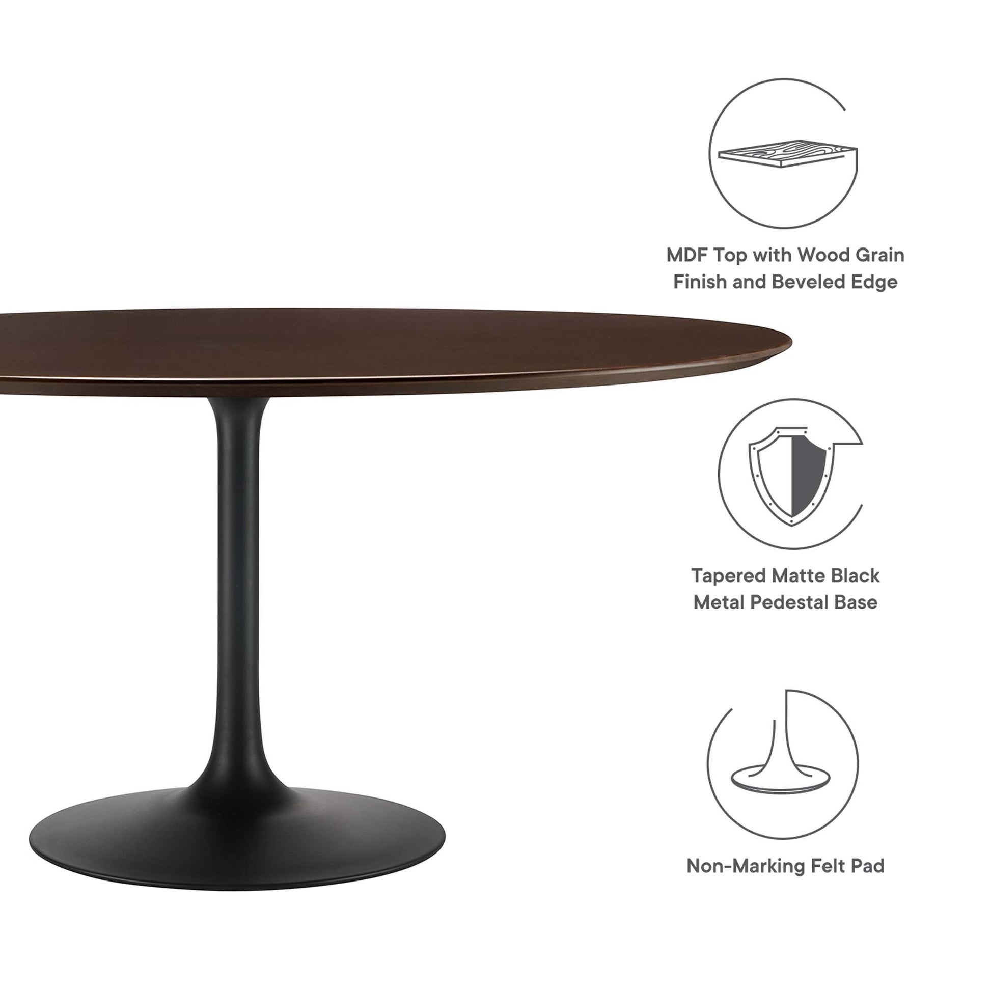 Lippa 60" Round Wood Dining Table - Black Natural