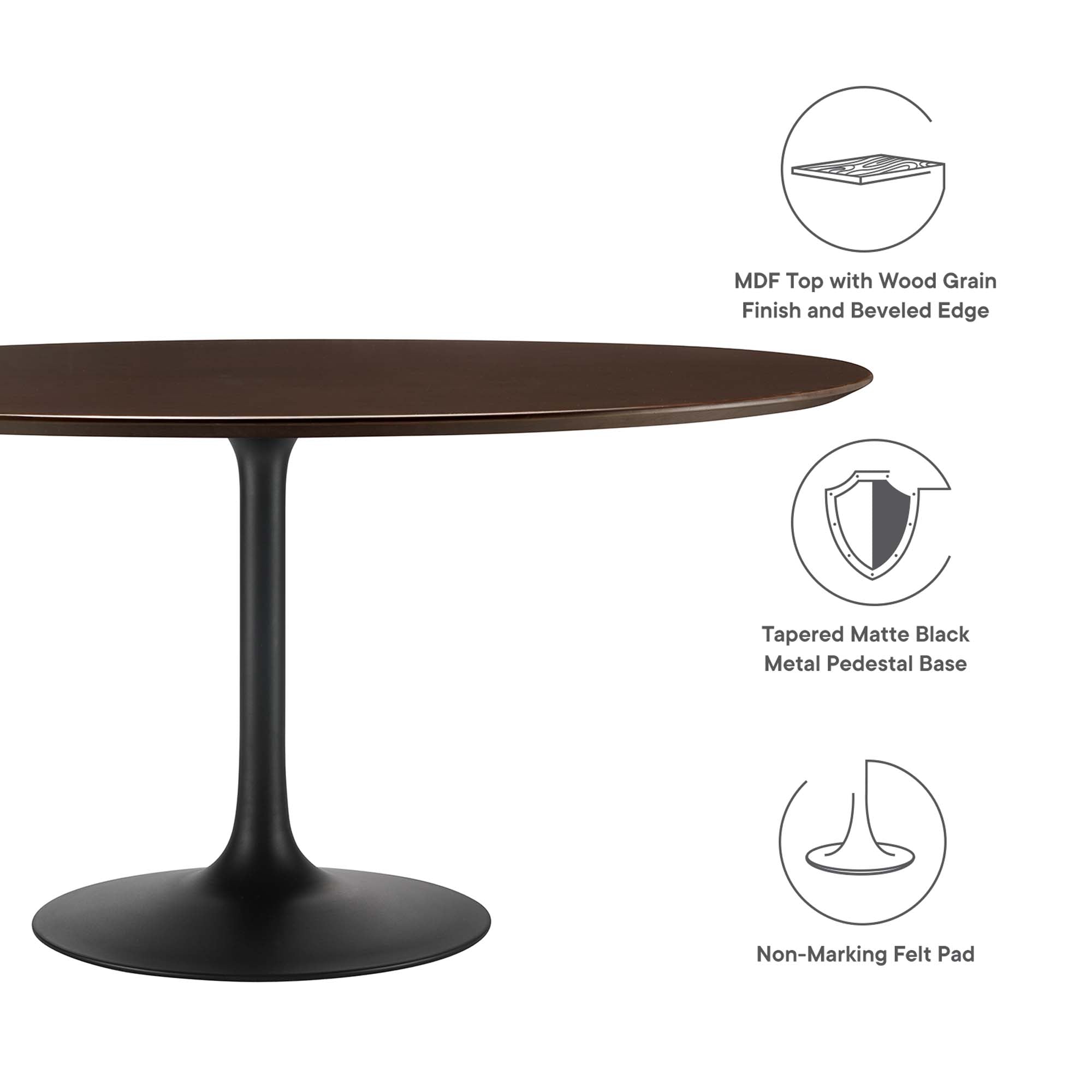 Lippa 60" Round Wood Dining Table - Black Natural