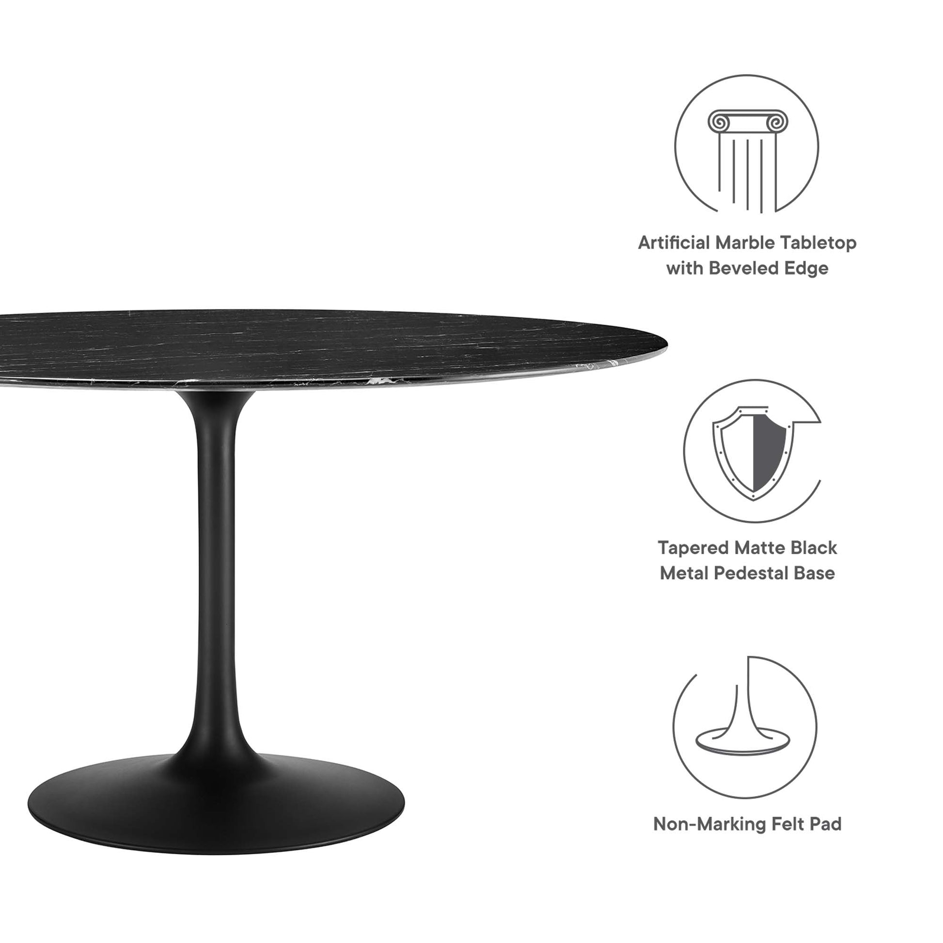 Lippa 54" Round Faux Marble Dining Table