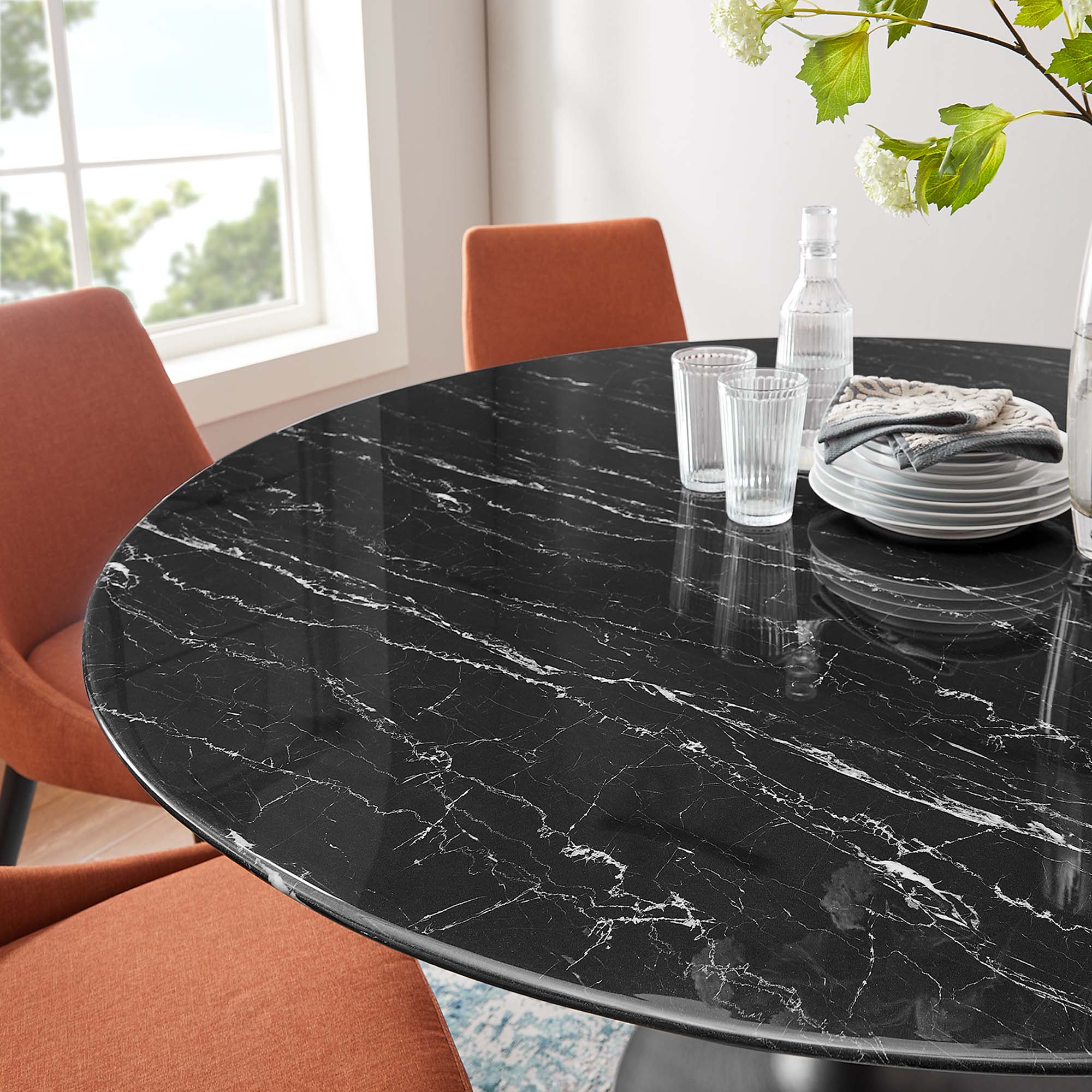 Lippa 60" Round Faux Marble Dining Table