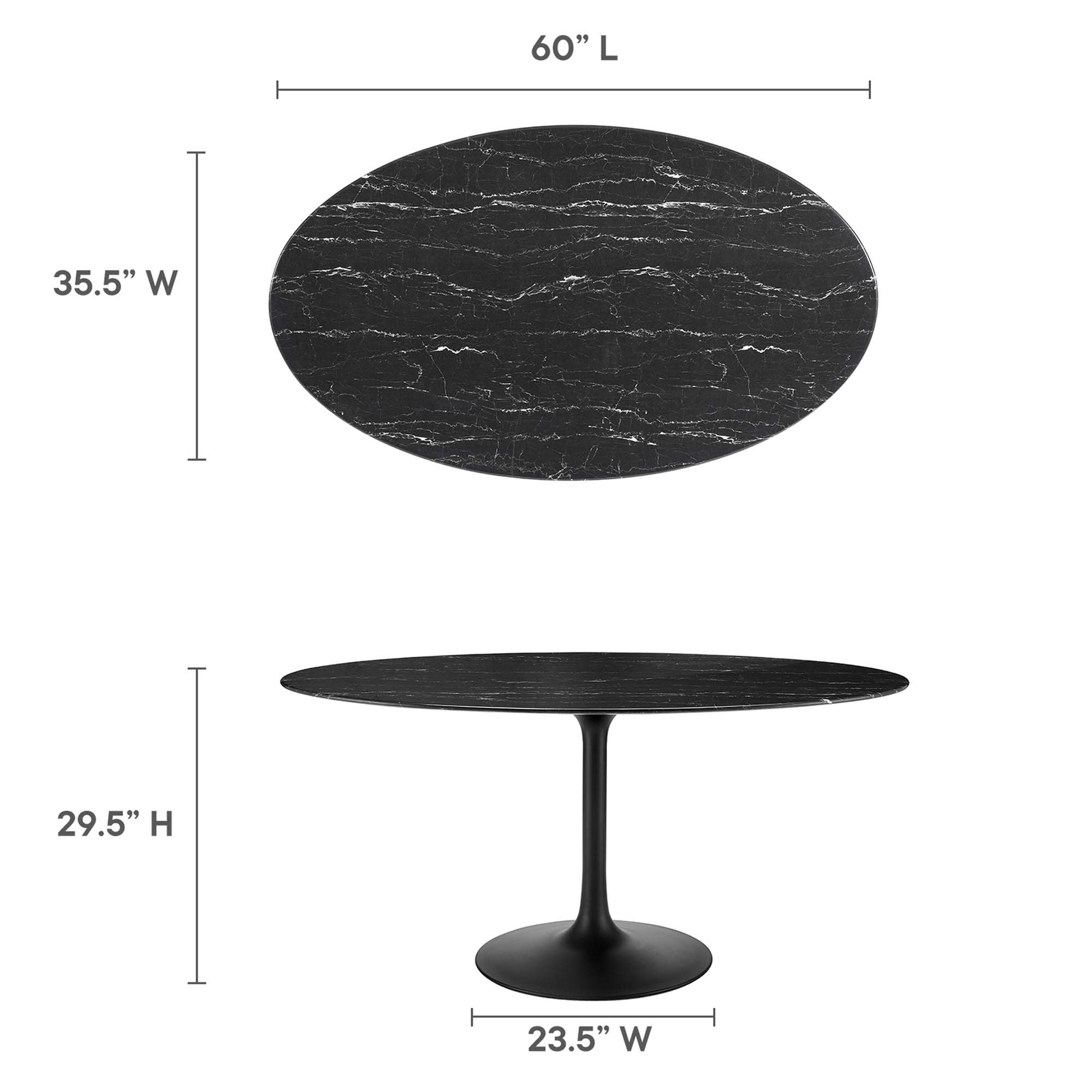 Lippa 60" Oval Faux Marble Dining Table
