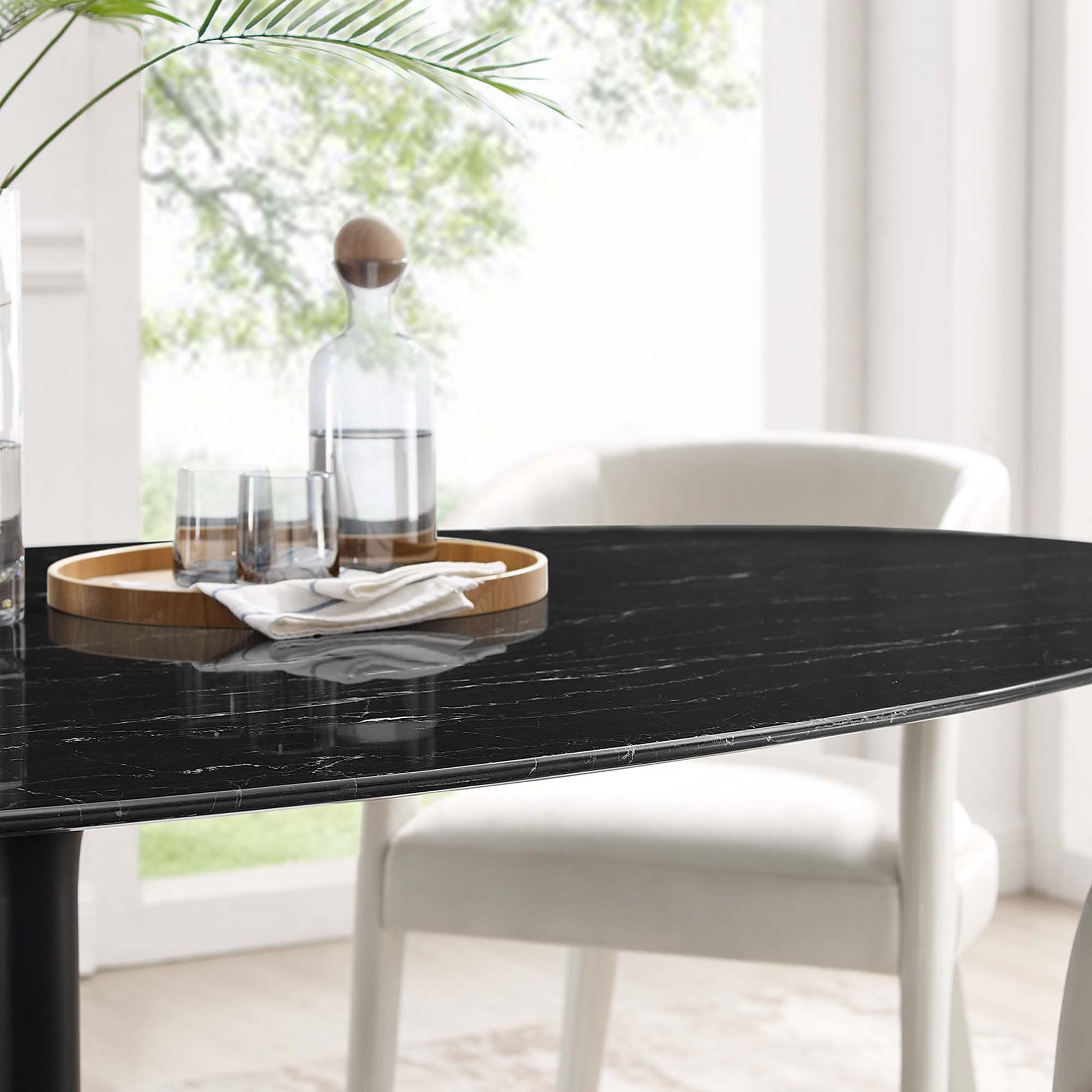 Lippa 78" Oval Faux Marble Dining Table