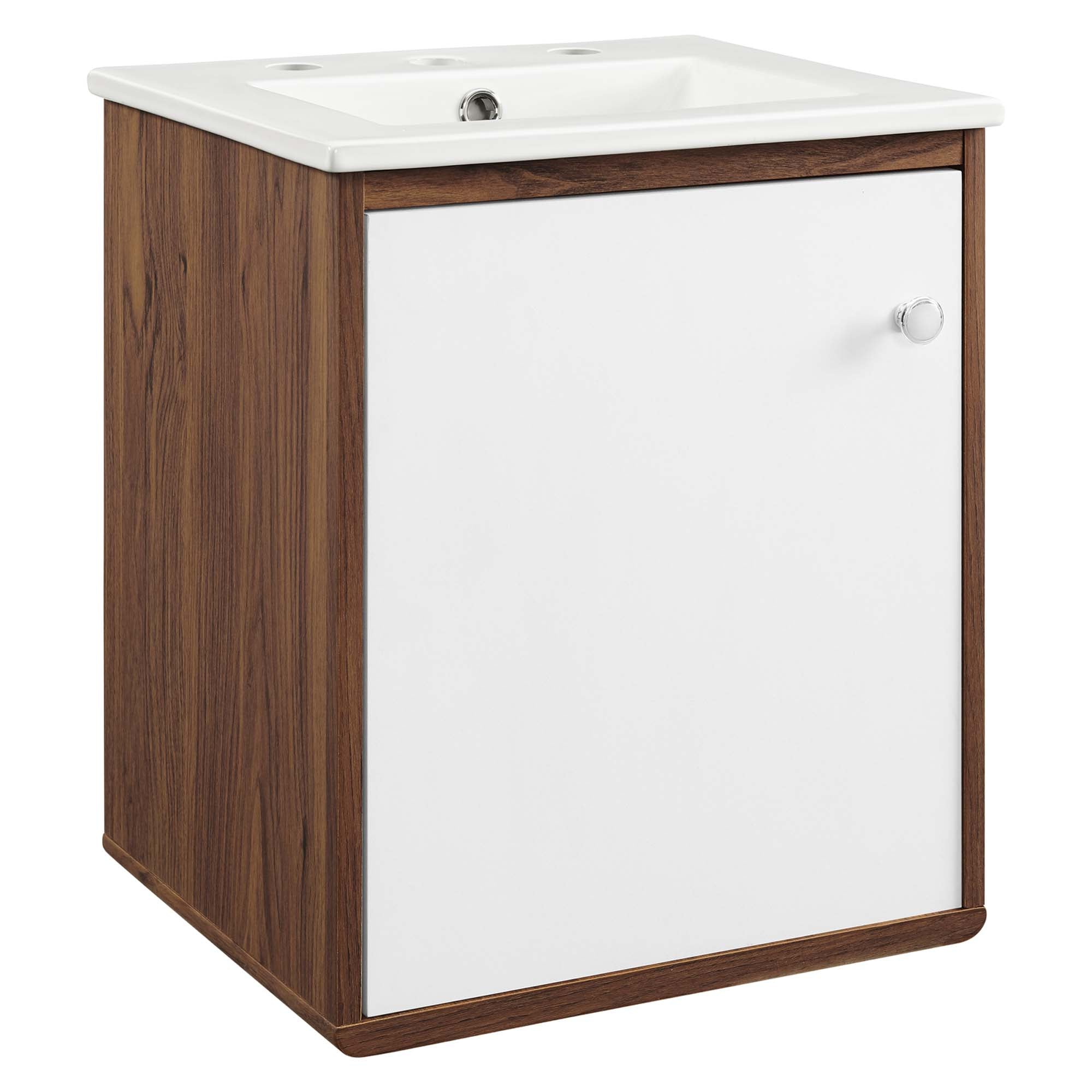 Transmit 18" Wall-Mount Bathroom Vanity - Walnut White