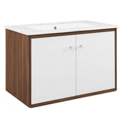 Transmit 30" Wall-Mount Bathroom Vanity - Walnut White