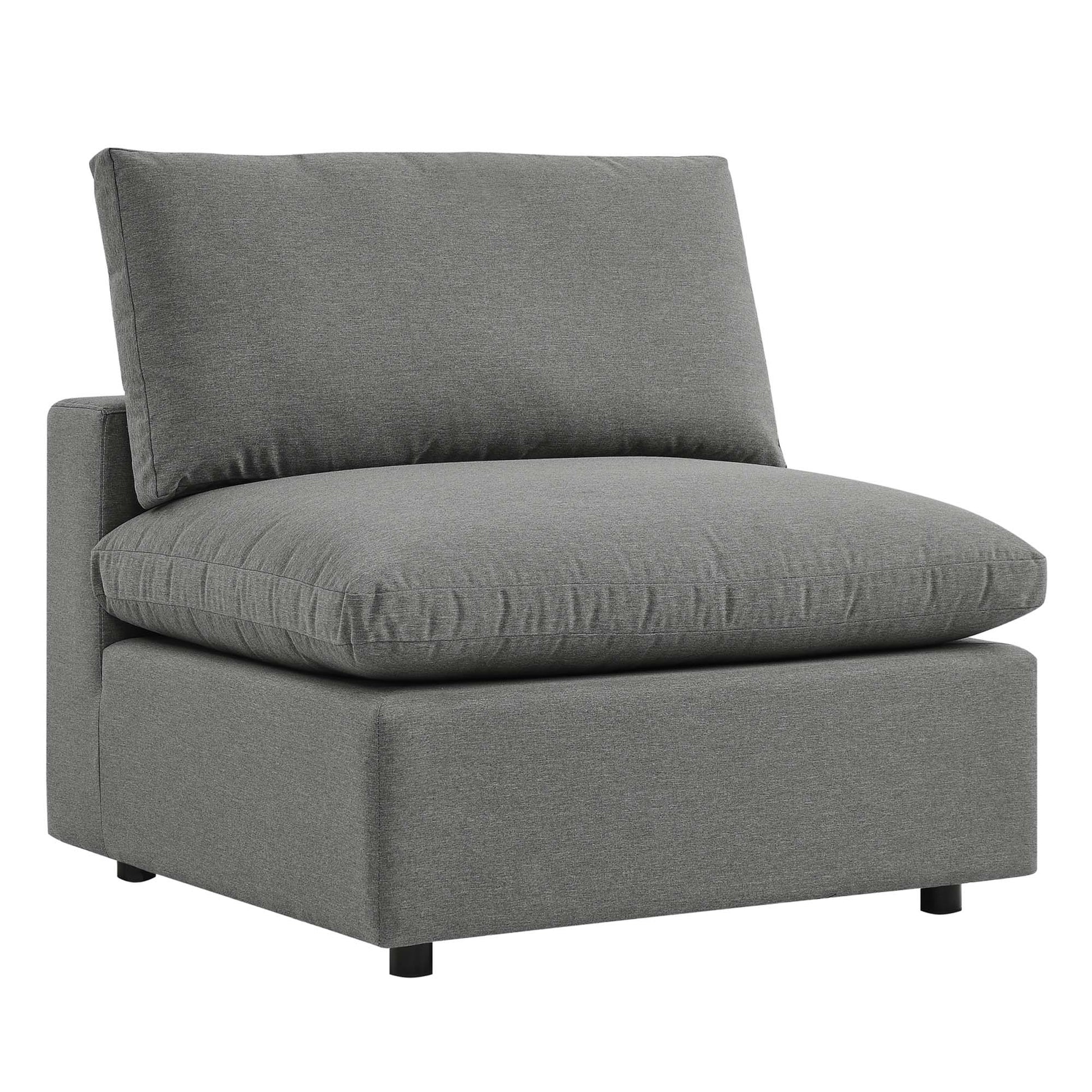 Commix Overstuffed Outdoor Patio Armless Chair - Charcoal
