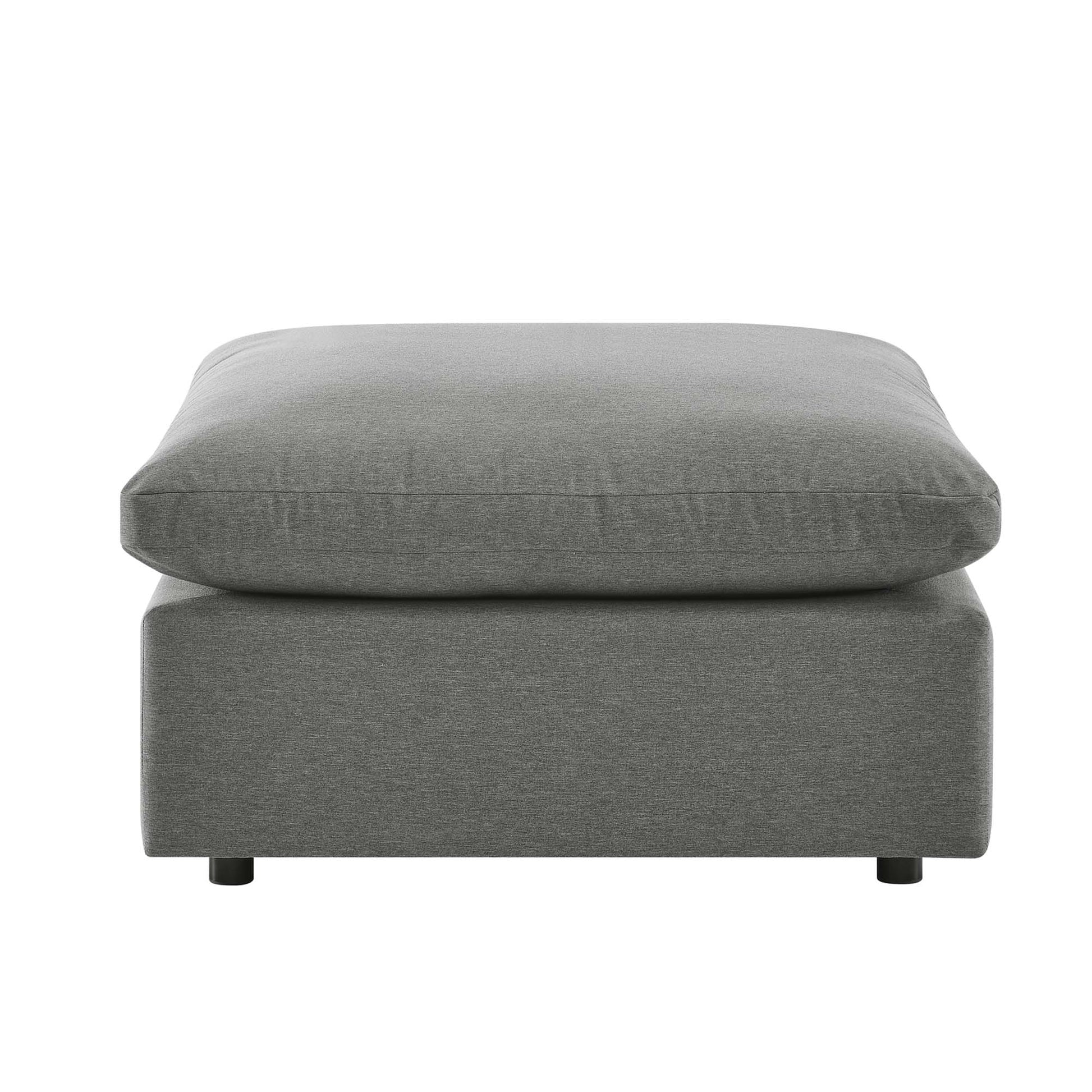 Commix Overstuffed Outdoor Patio Ottoman - White