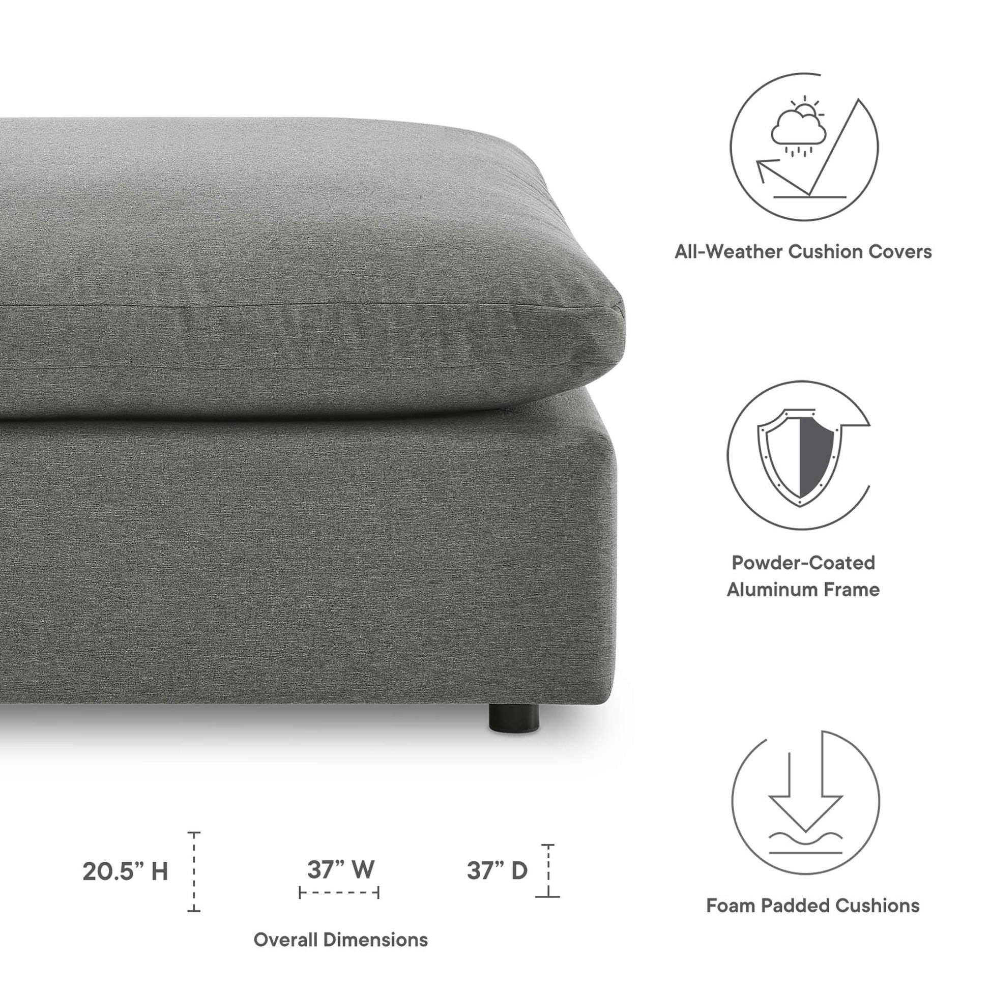 Commix Overstuffed Outdoor Patio Ottoman - Navy