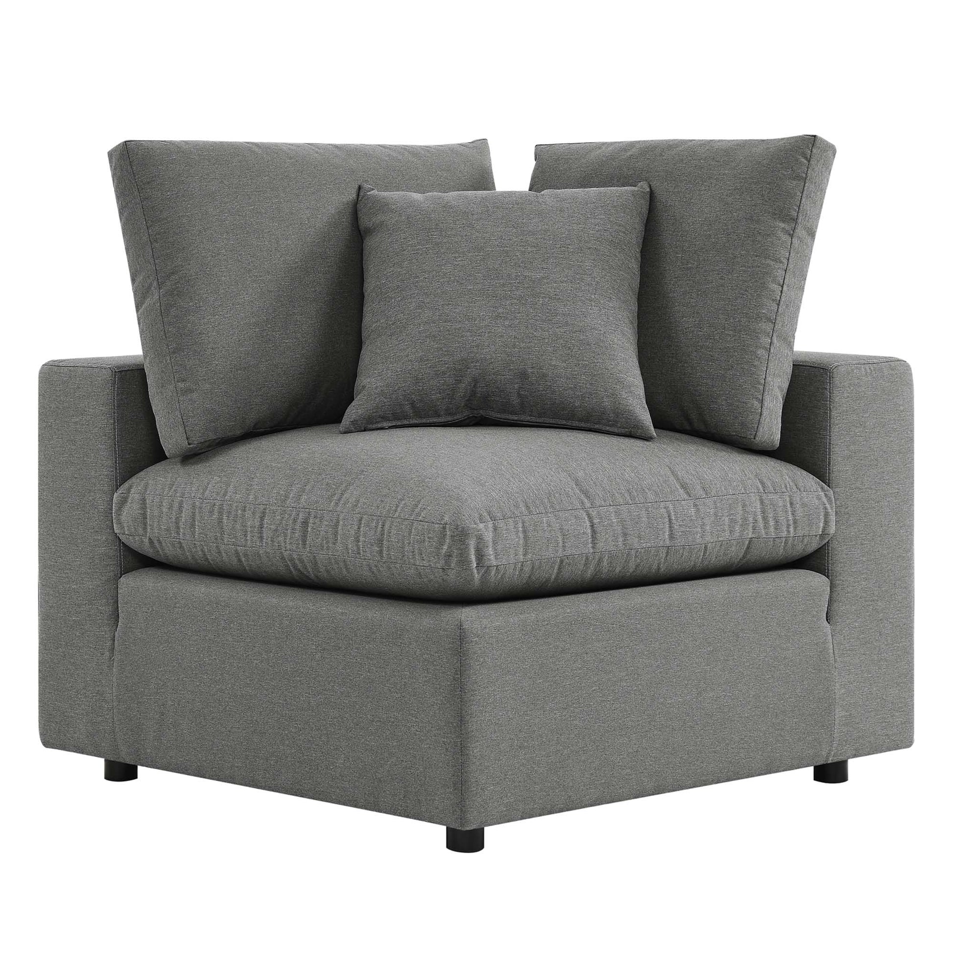 Commix Overstuffed Outdoor Patio Corner Chair - Charcoal