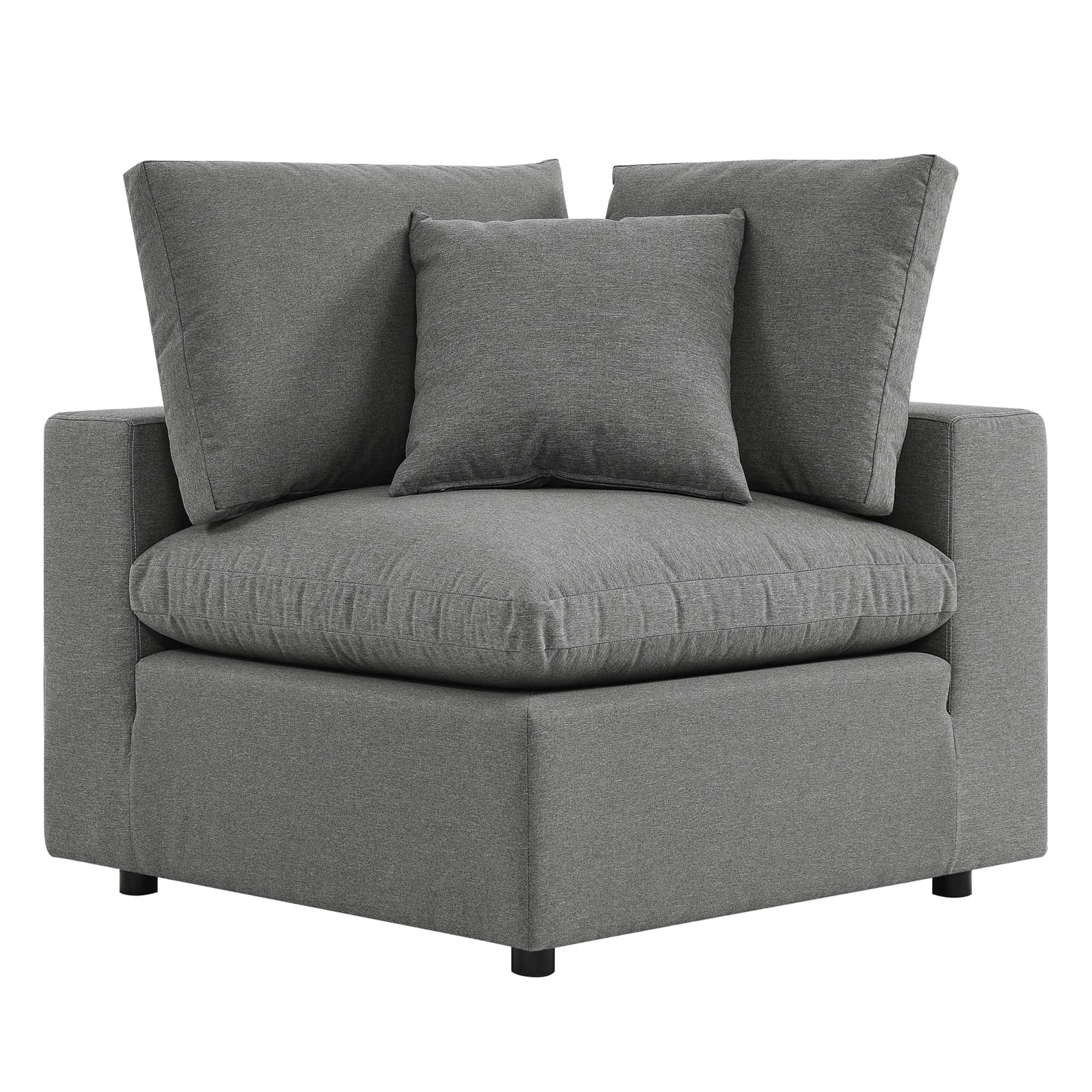 Commix Overstuffed Outdoor Patio Corner Chair - Charcoal