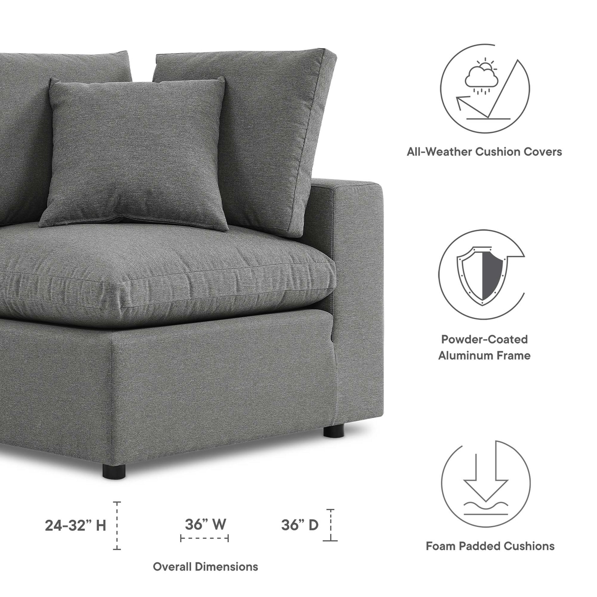 Commix Overstuffed Outdoor Patio Corner Chair - Navy