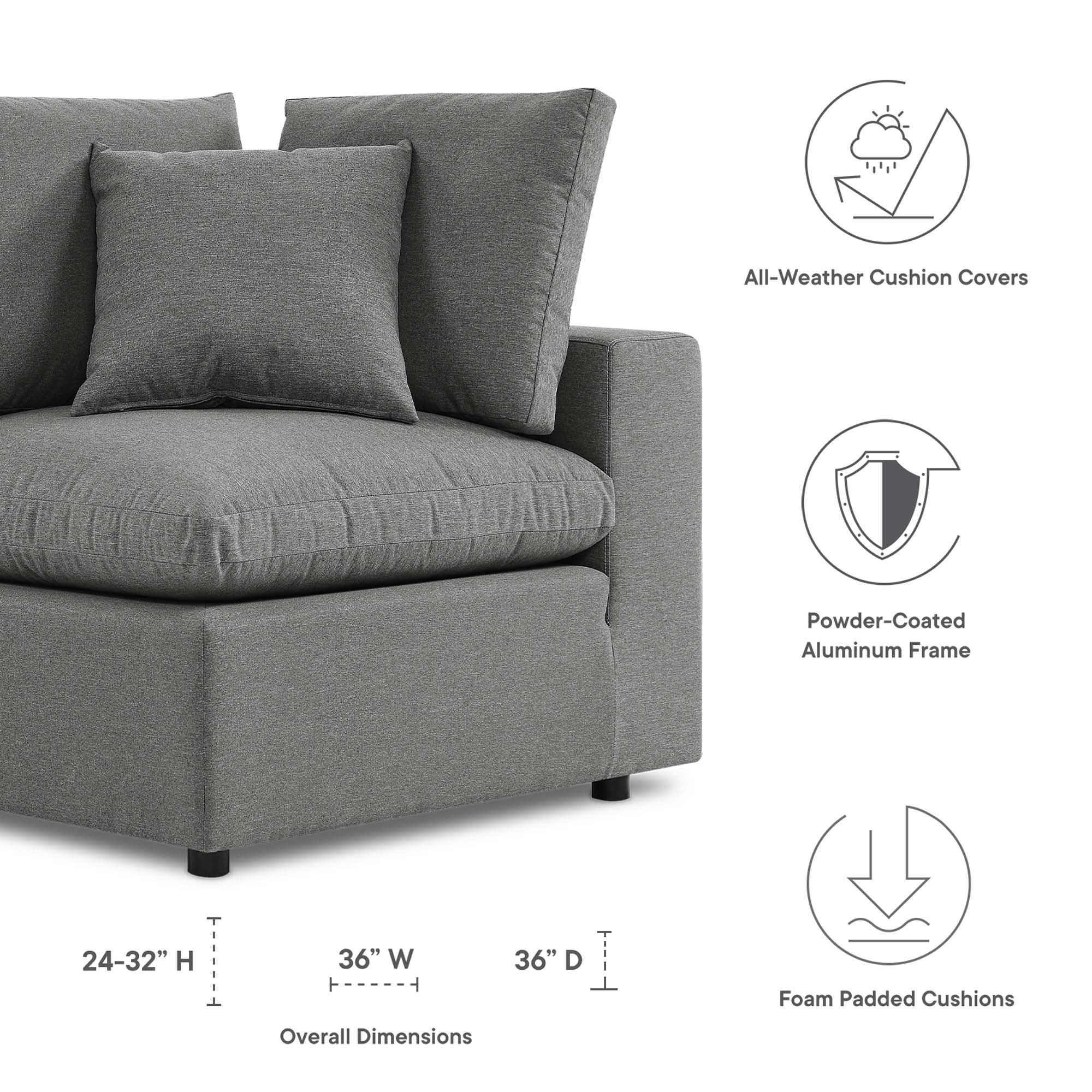 Commix Overstuffed Outdoor Patio Corner Chair - Navy