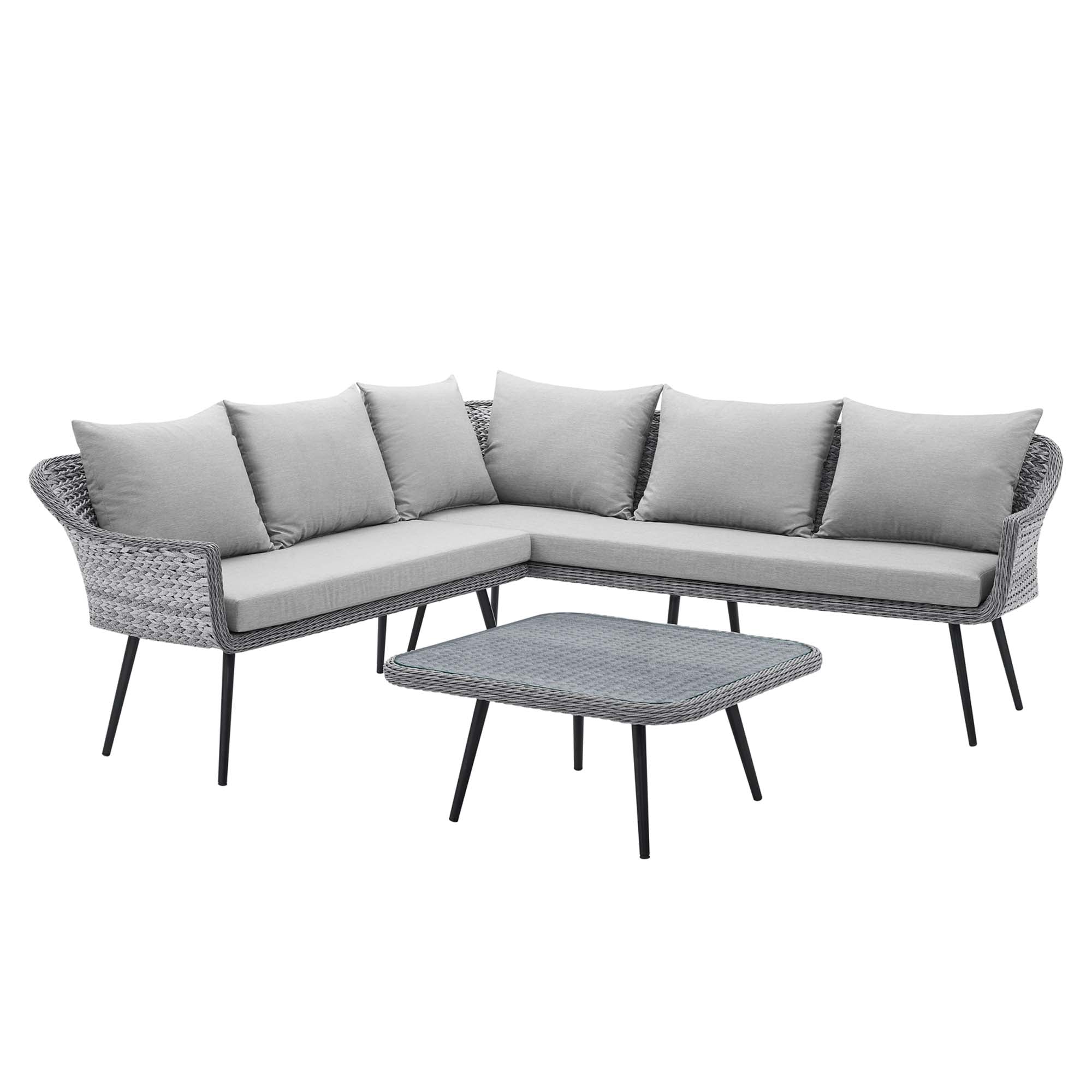 Endeavor Wicker Rattan Outdoor Patio Wicker Rattan Seating Set - Gray Gray