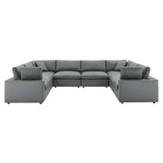 Commix Down Filled Overstuffed Vegan Leather 8-Piece Sectional Sofa - Gray