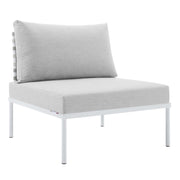 Harmony Sunbrella® Basket Weave Outdoor Patio Aluminum Armless Chair - Taupe Gray