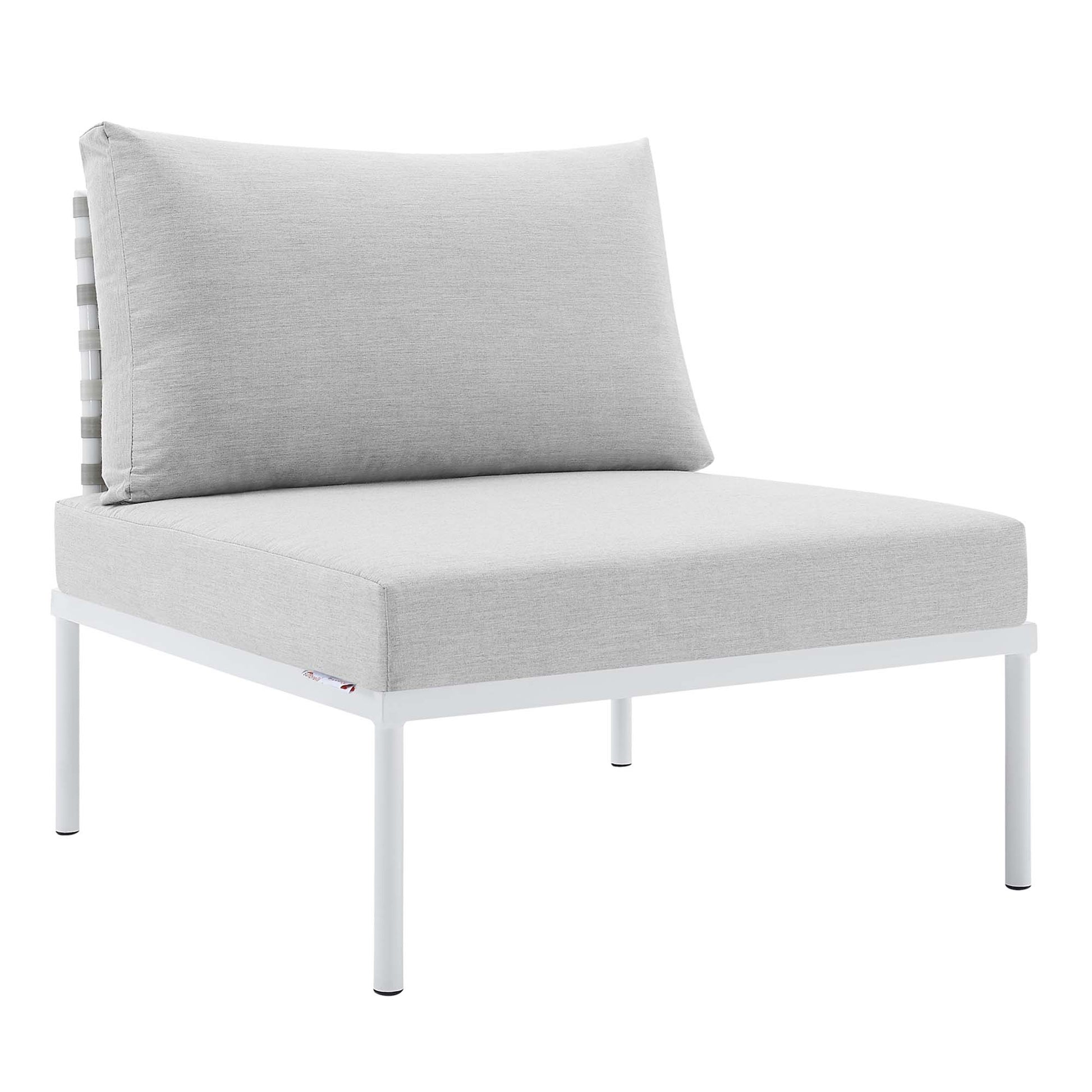 Harmony Sunbrella® Basket Weave Outdoor Patio Aluminum Armless Chair - Taupe Gray