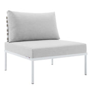 Harmony Sunbrella® Basket Weave Outdoor Patio Aluminum Armless Chair - Tan Gray