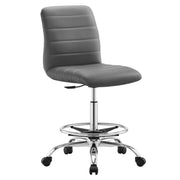 Ripple Armless Vegan Leather Drafting Chair - Silver Gray
