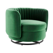 Embrace Tufted Performance Velvet Swivel Chair - Black Emerald