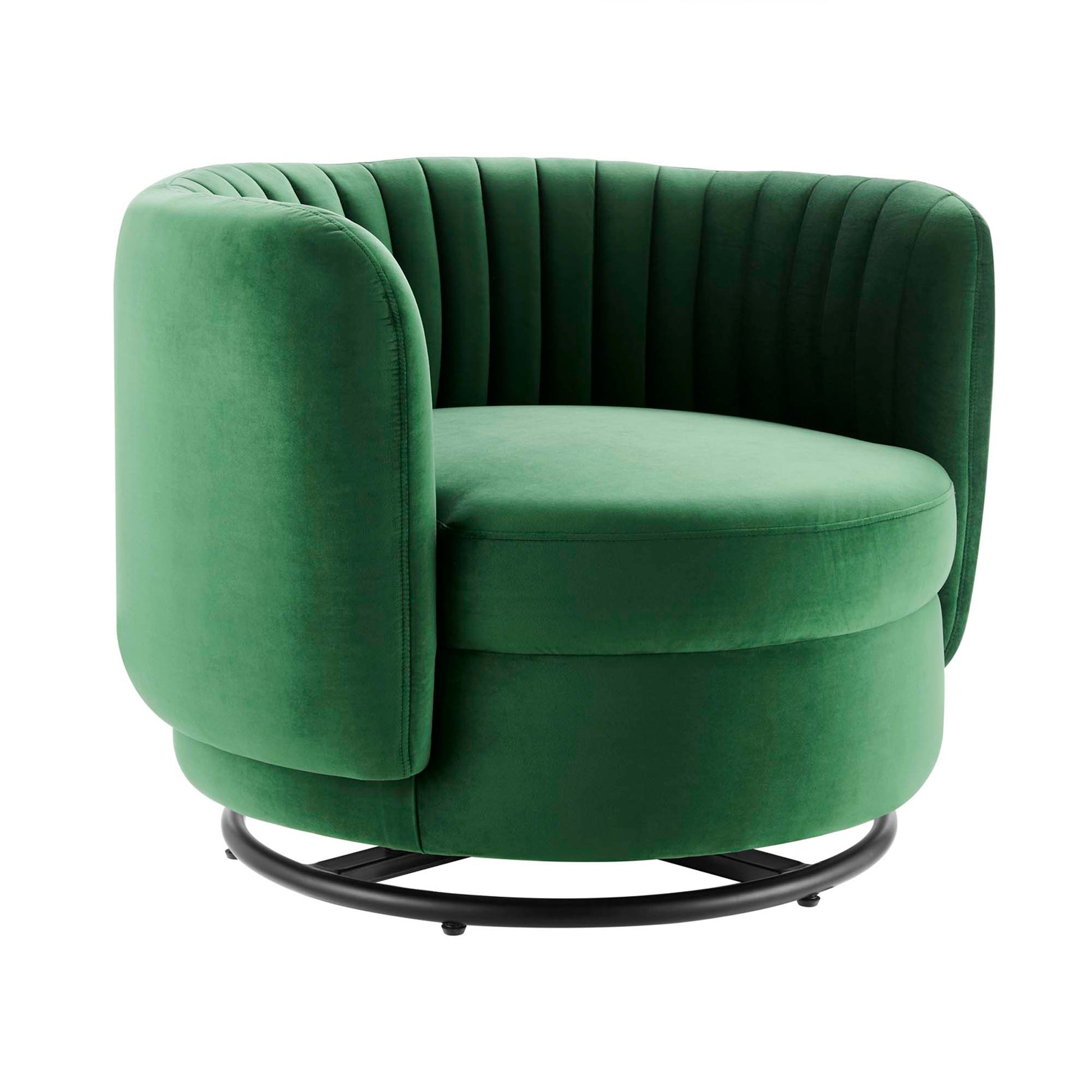 Embrace Tufted Performance Velvet Swivel Chair - Black Emerald
