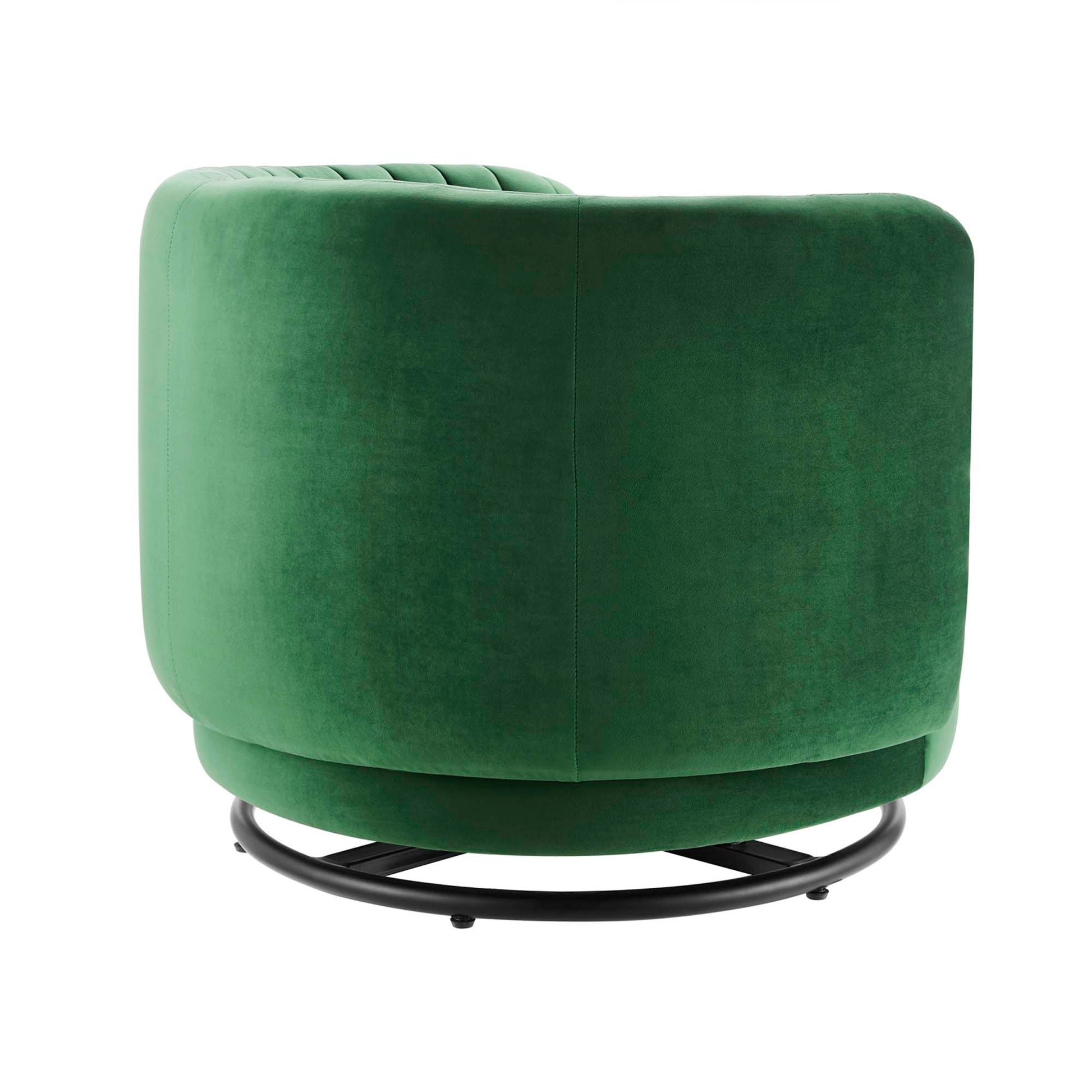 Embrace Tufted Performance Velvet Swivel Chair - Black Navy