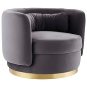Relish Performance Velvet Swivel Chair - Gold Gray