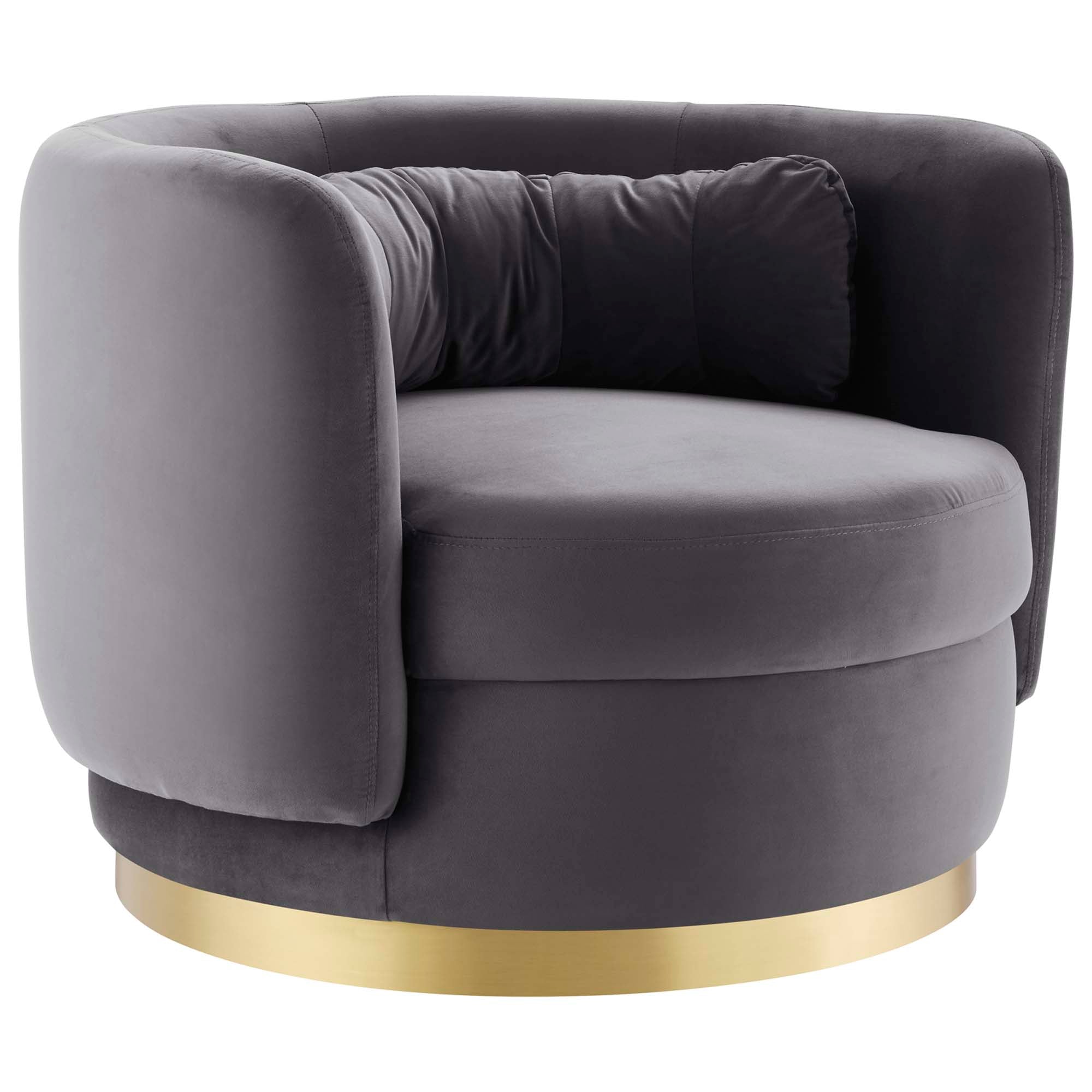Relish Performance Velvet Swivel Chair - Gold Gray