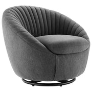 Whirr Tufted Fabric Swivel Chair - Black Charcoal