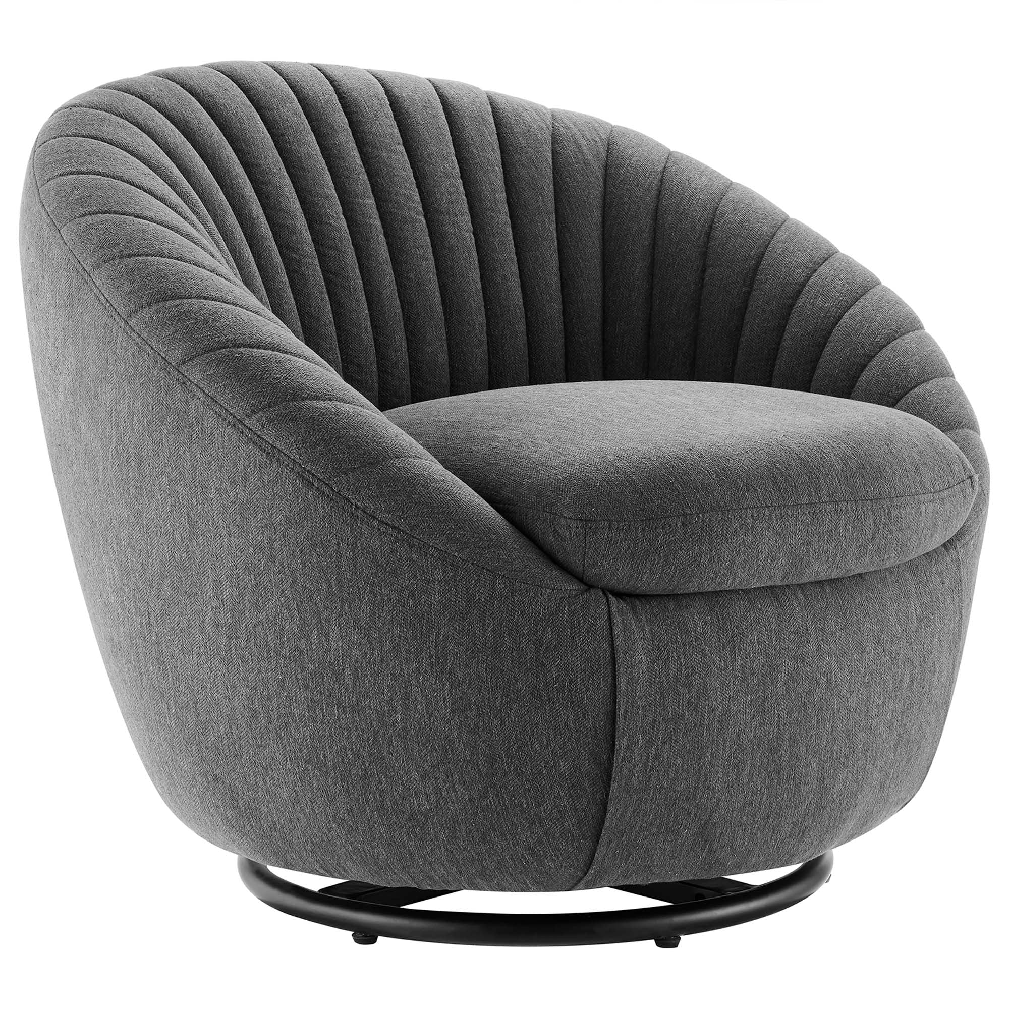 Whirr Tufted Fabric Swivel Chair - Black Charcoal