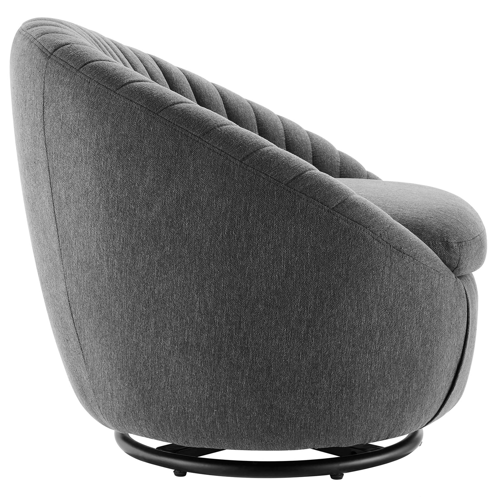 Whirr Tufted Fabric Swivel Chair - Black Light Gray