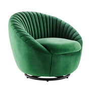 Whirr Tufted Performance Velvet Swivel Chair - Black Emerald