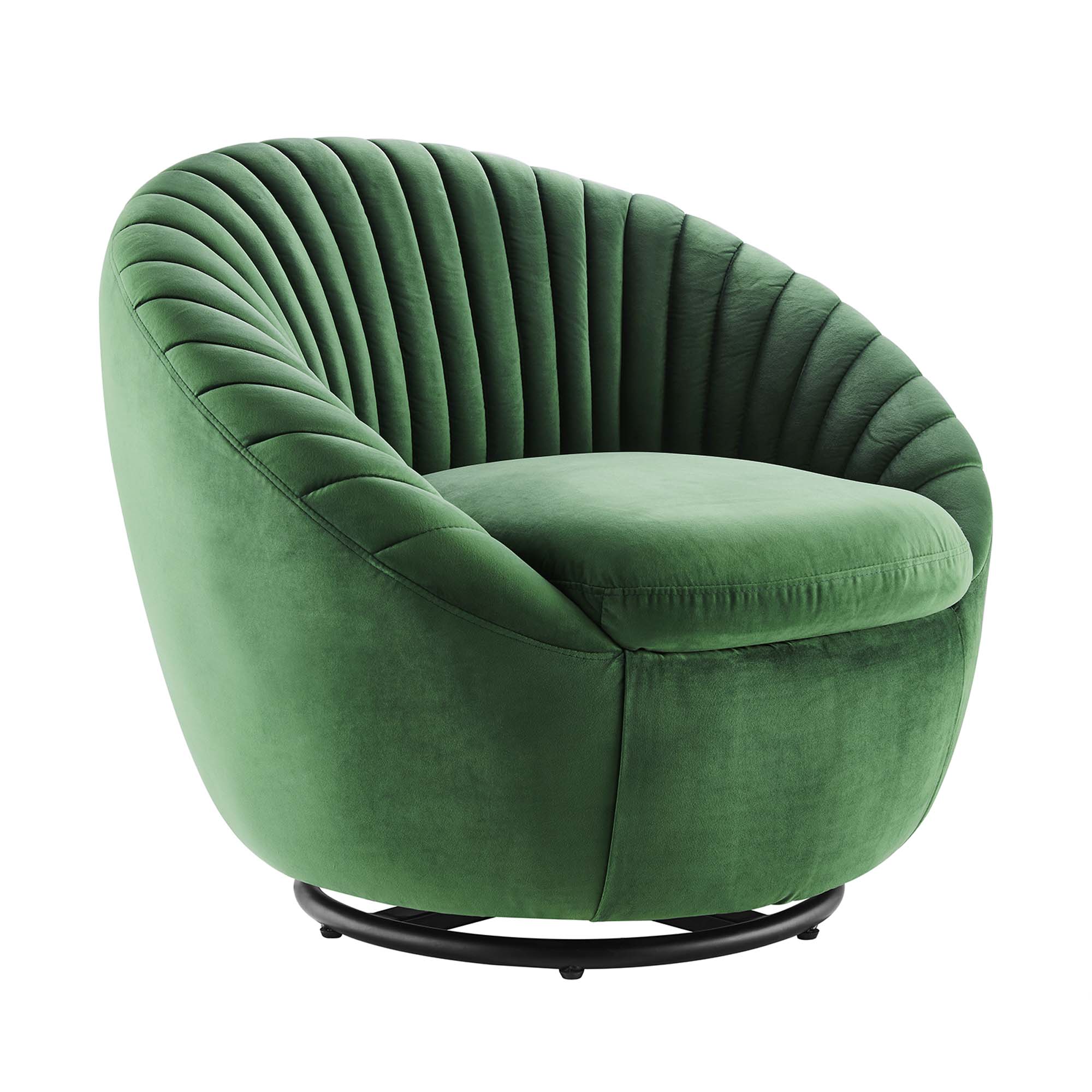 Whirr Tufted Performance Velvet Swivel Chair - Black Emerald