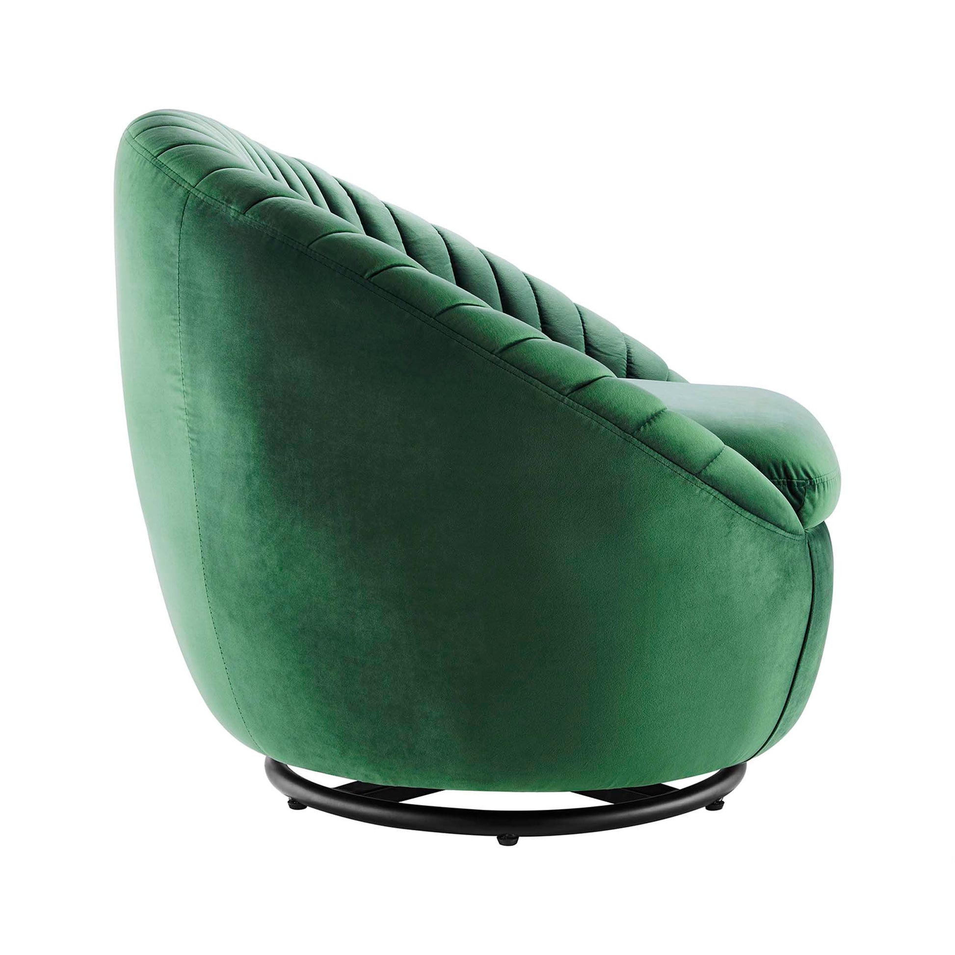 Whirr Tufted Performance Velvet Swivel Chair - Black Gray